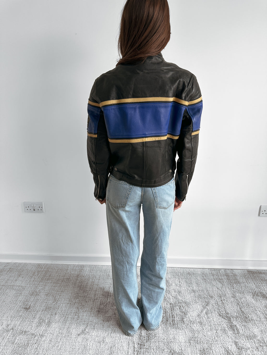 leather moto jacket / size xs-s