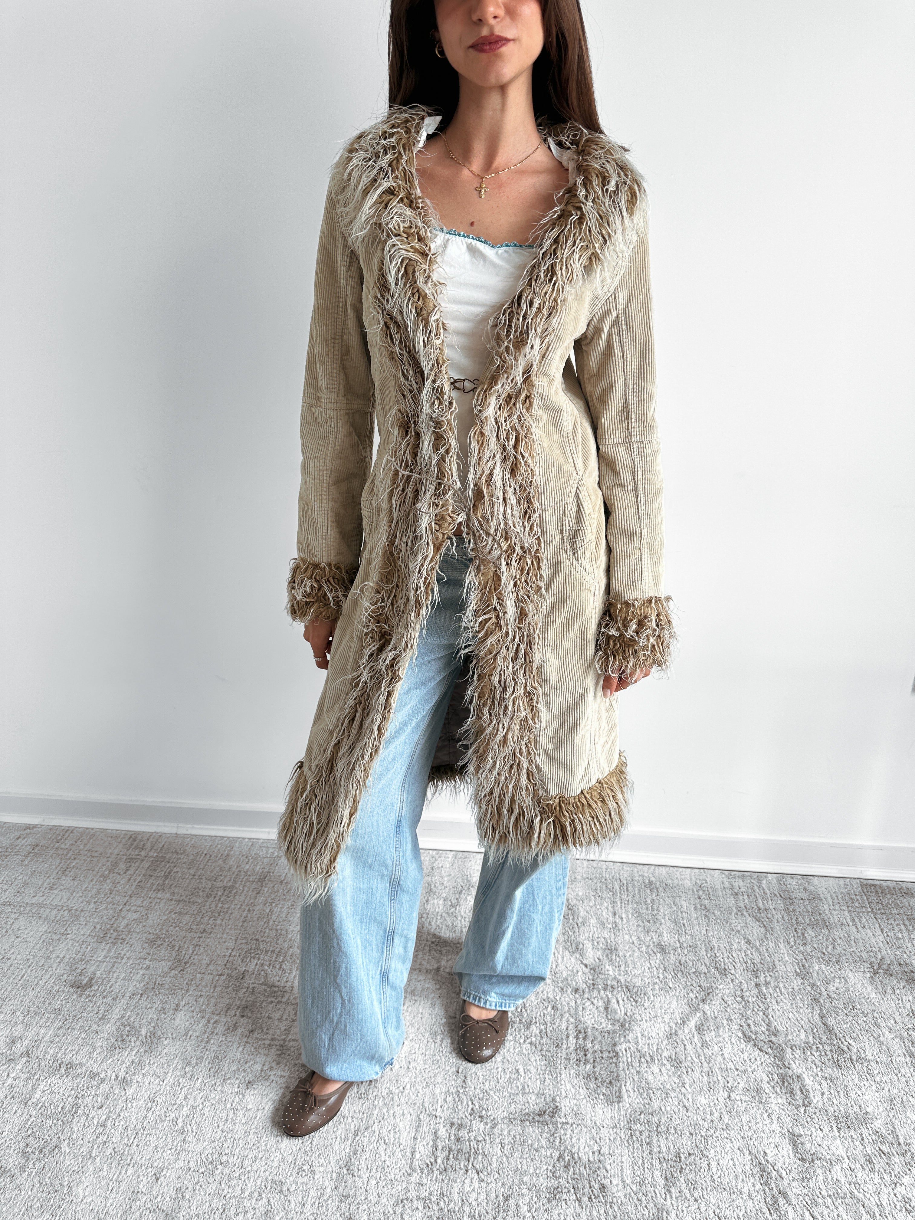 cord afghan coat / size s
