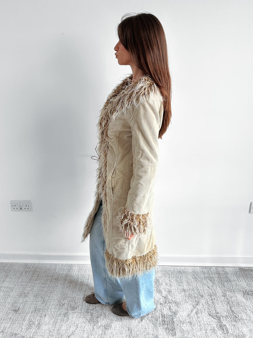 cord afghan coat / size s