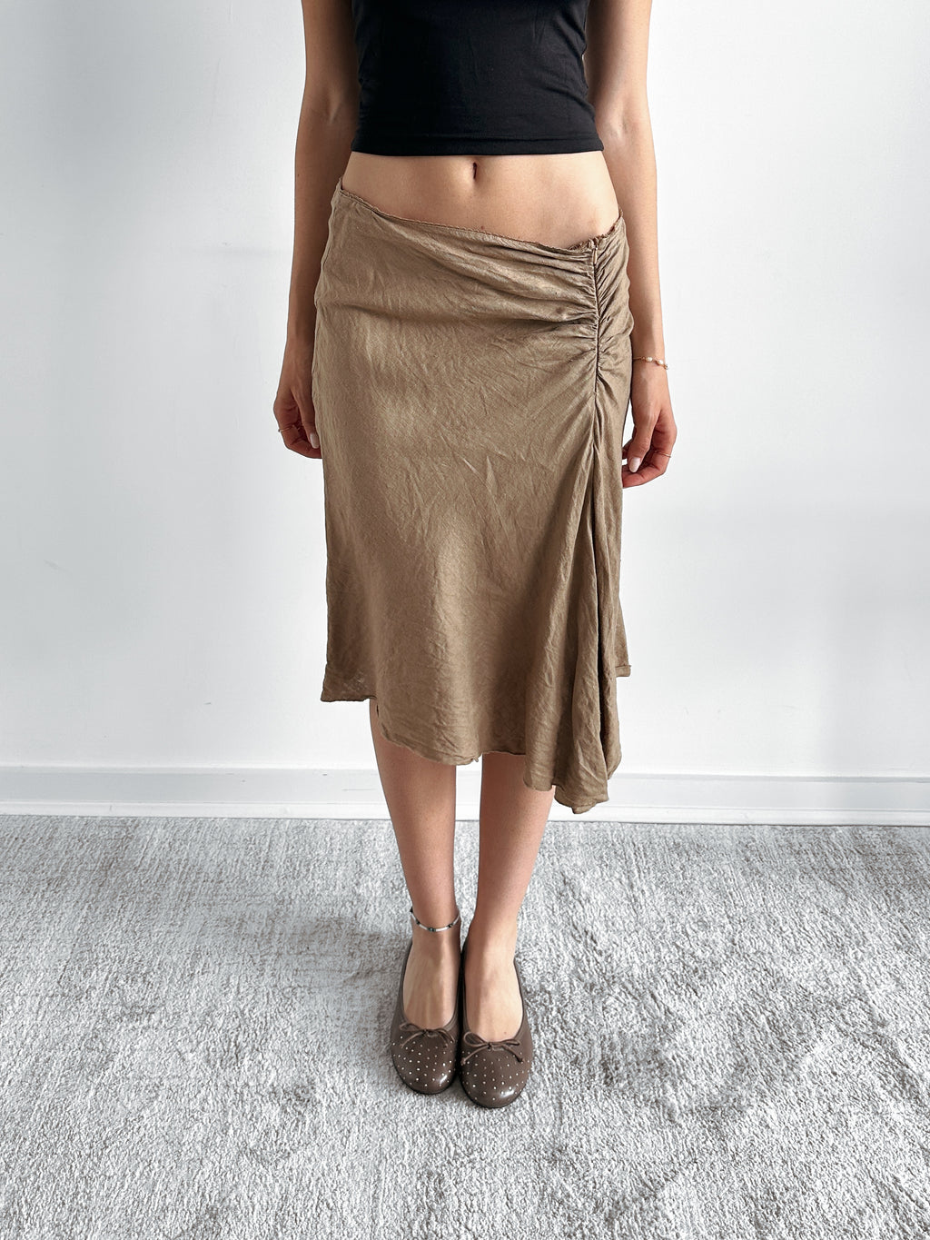 asymmetric brown skirt / size s