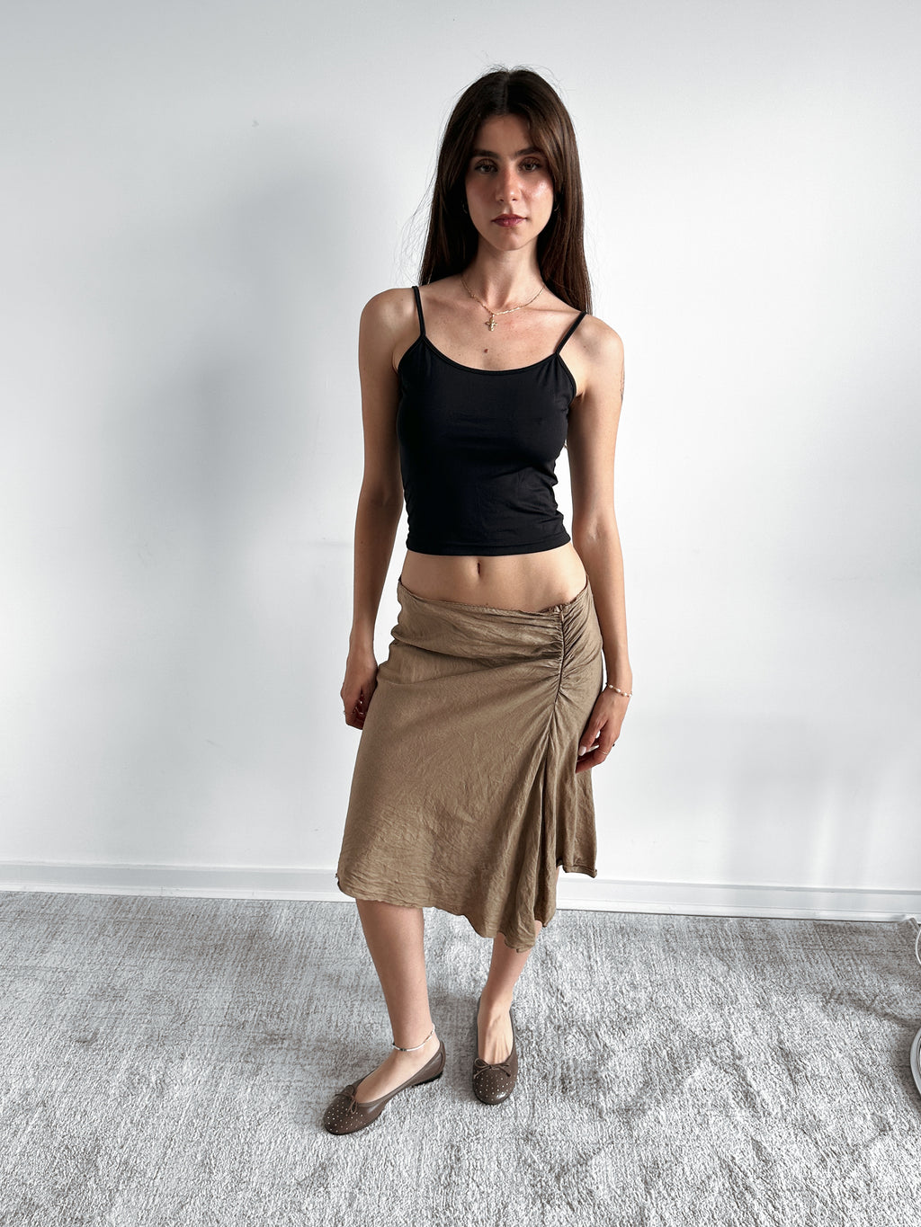 asymmetric brown skirt / size s