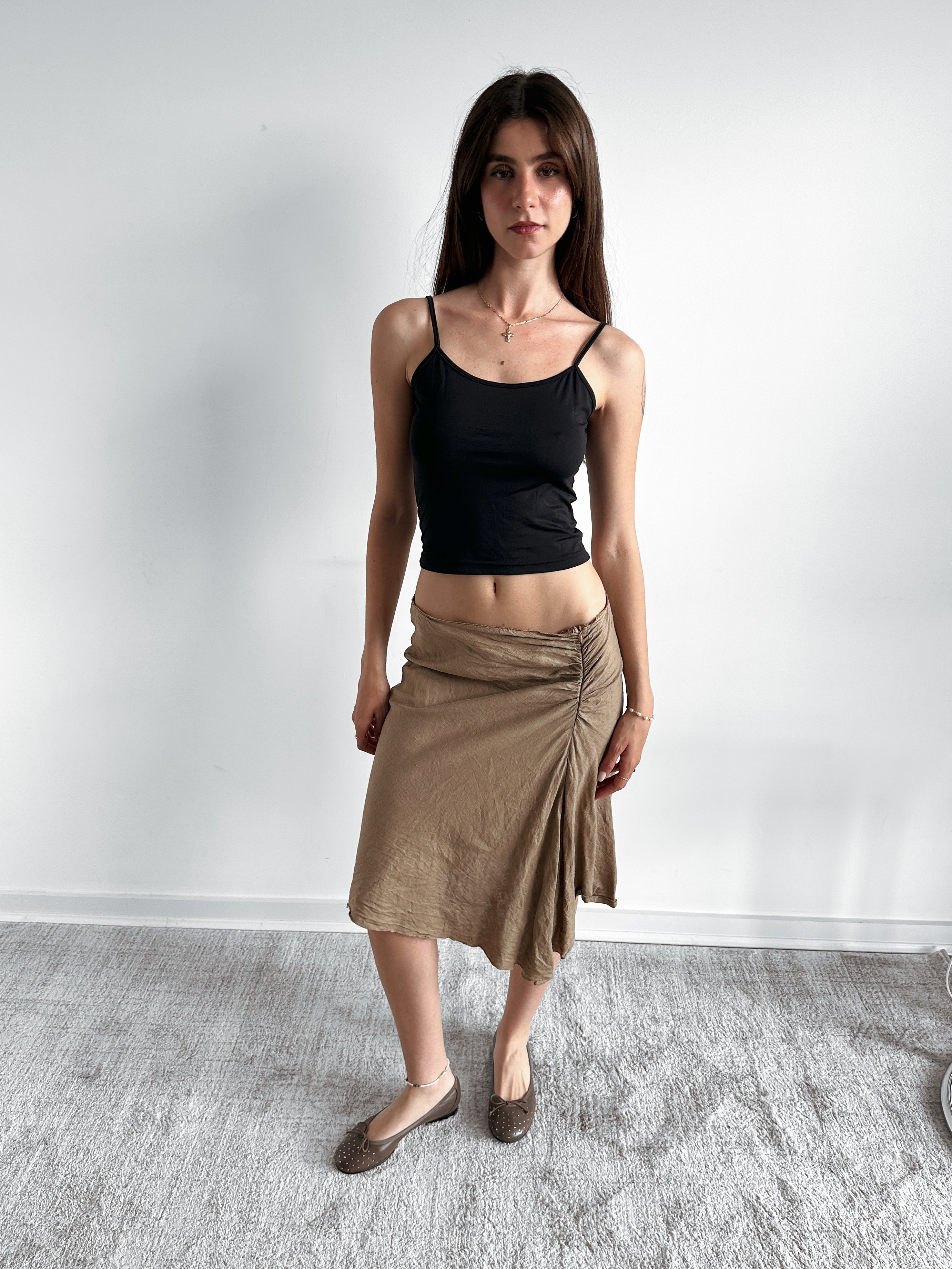 asymmetric brown skirt / size s