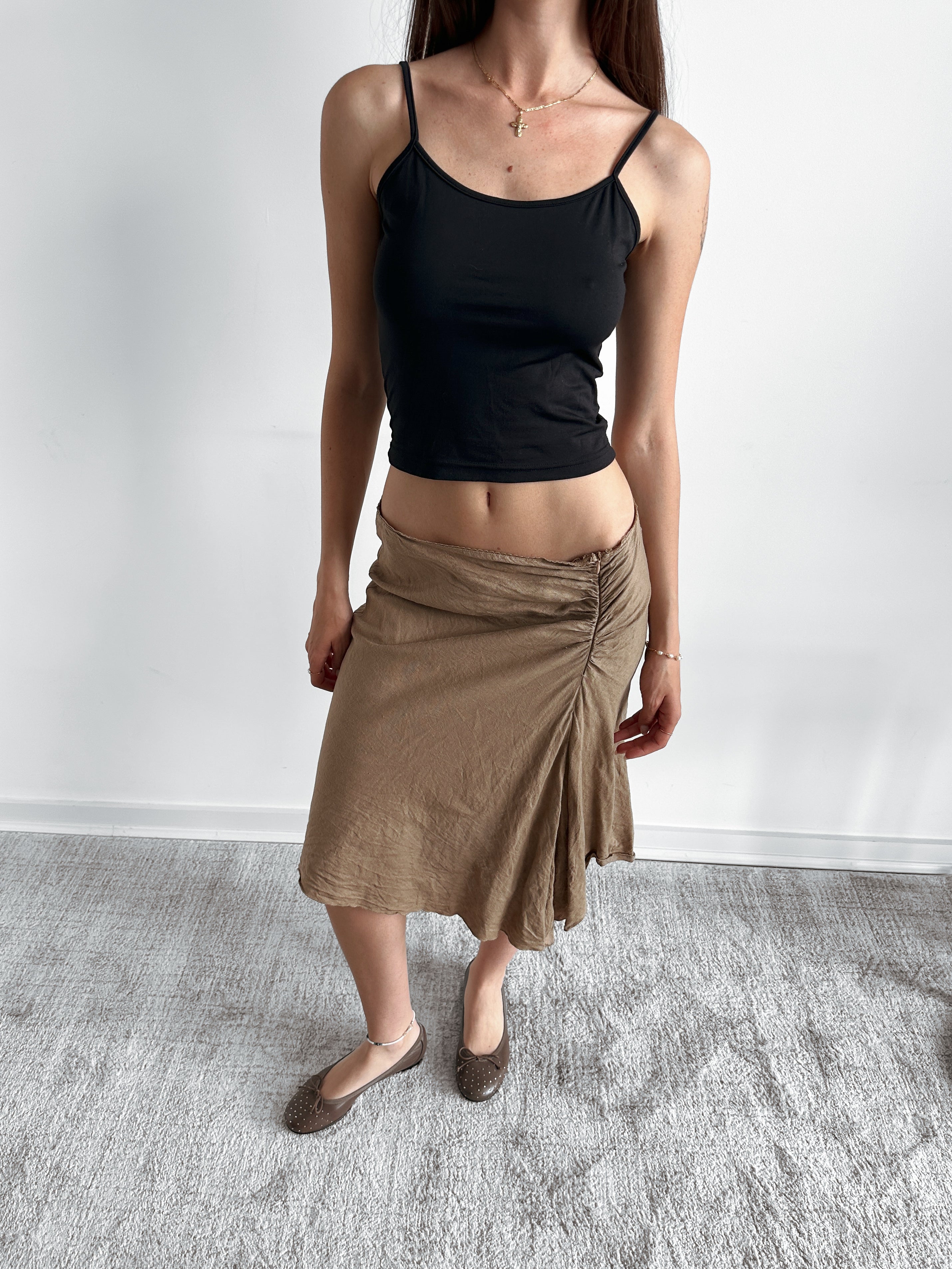 asymmetric brown skirt / size s