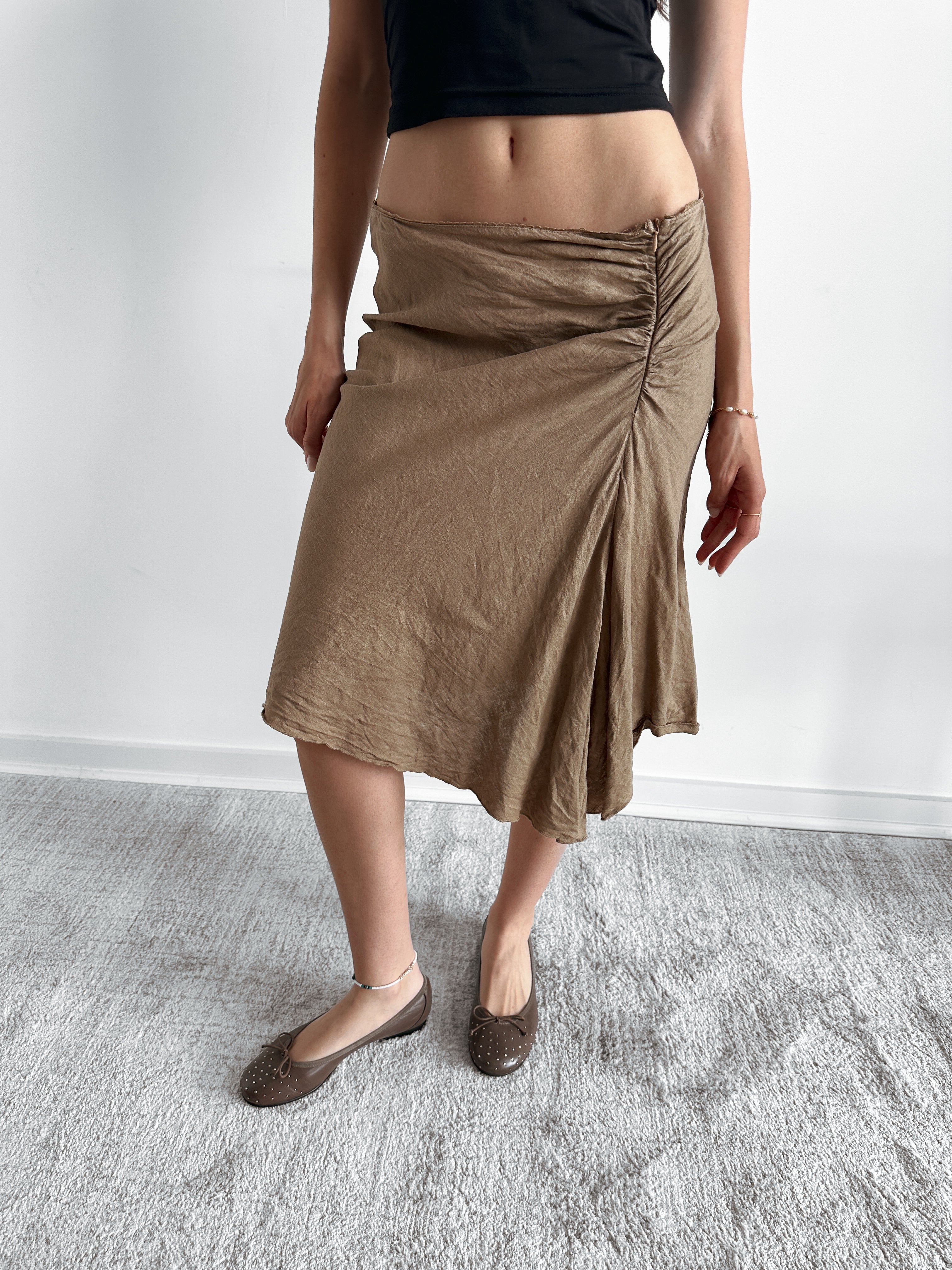 asymmetric brown skirt / size s