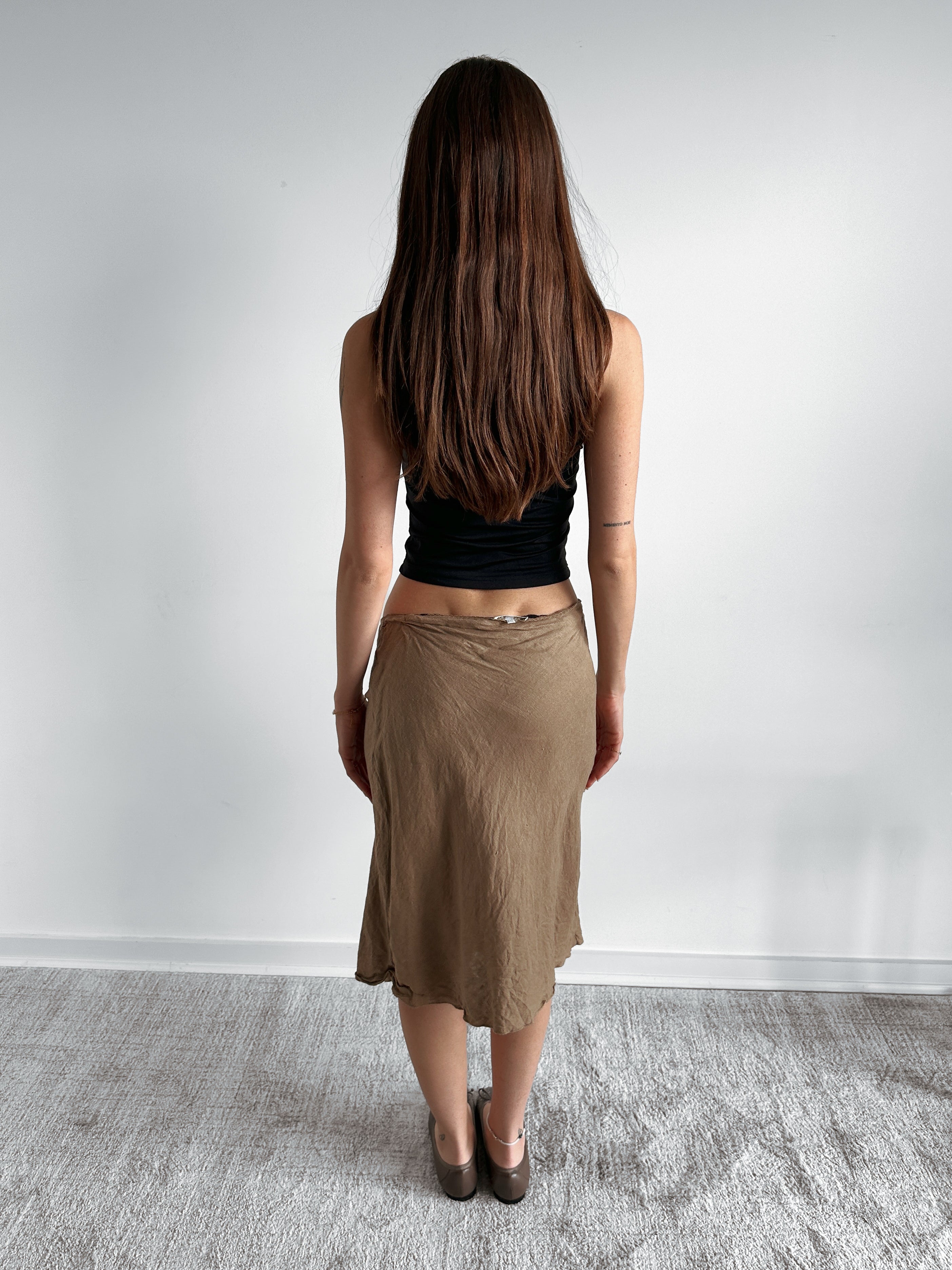 asymmetric brown skirt / size s