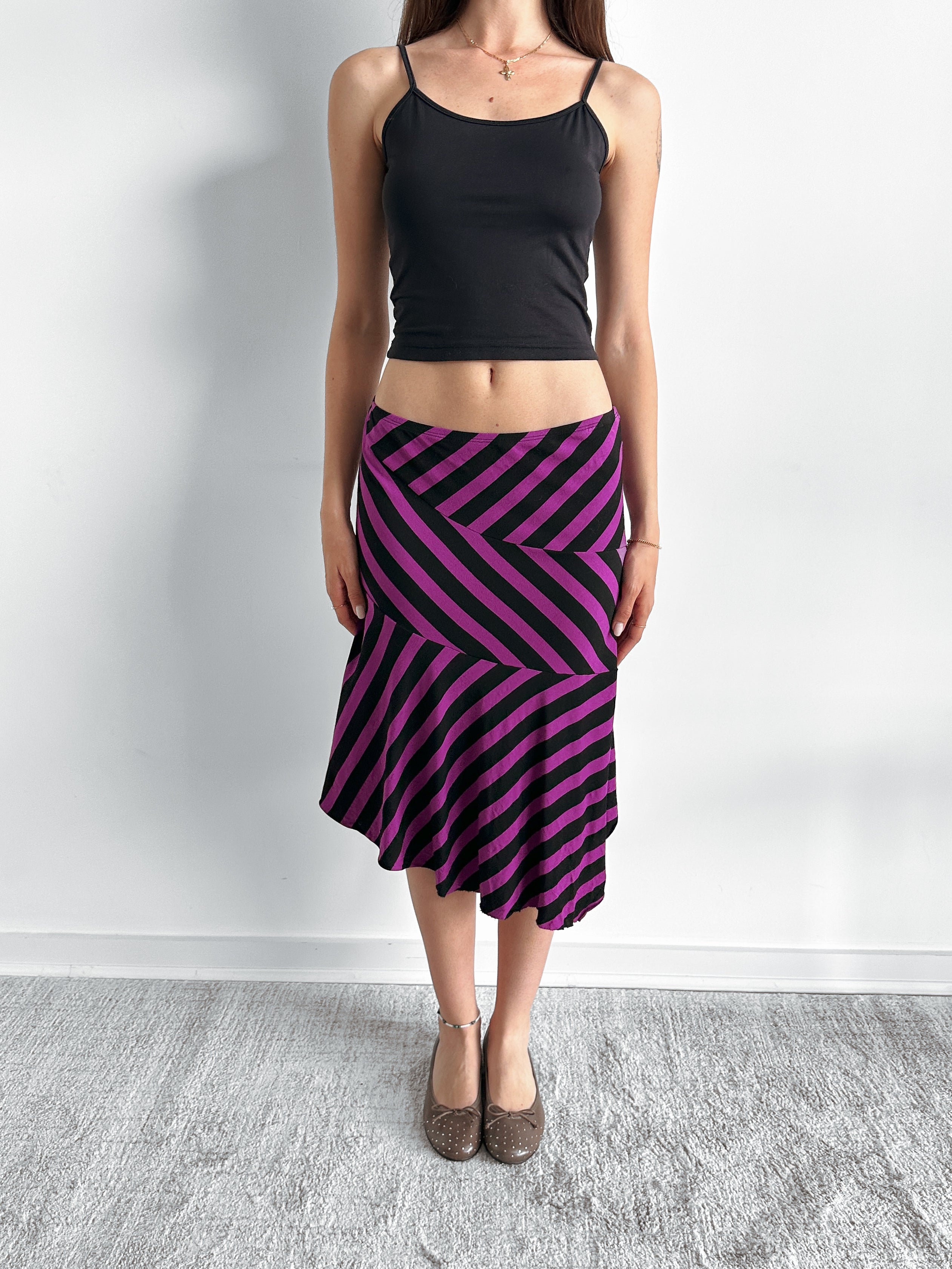 asymmetric stripe skirt / size s-m