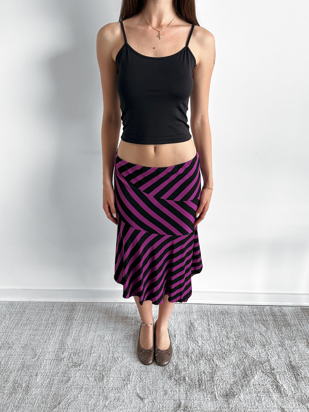 asymmetric stripe skirt / size s-m