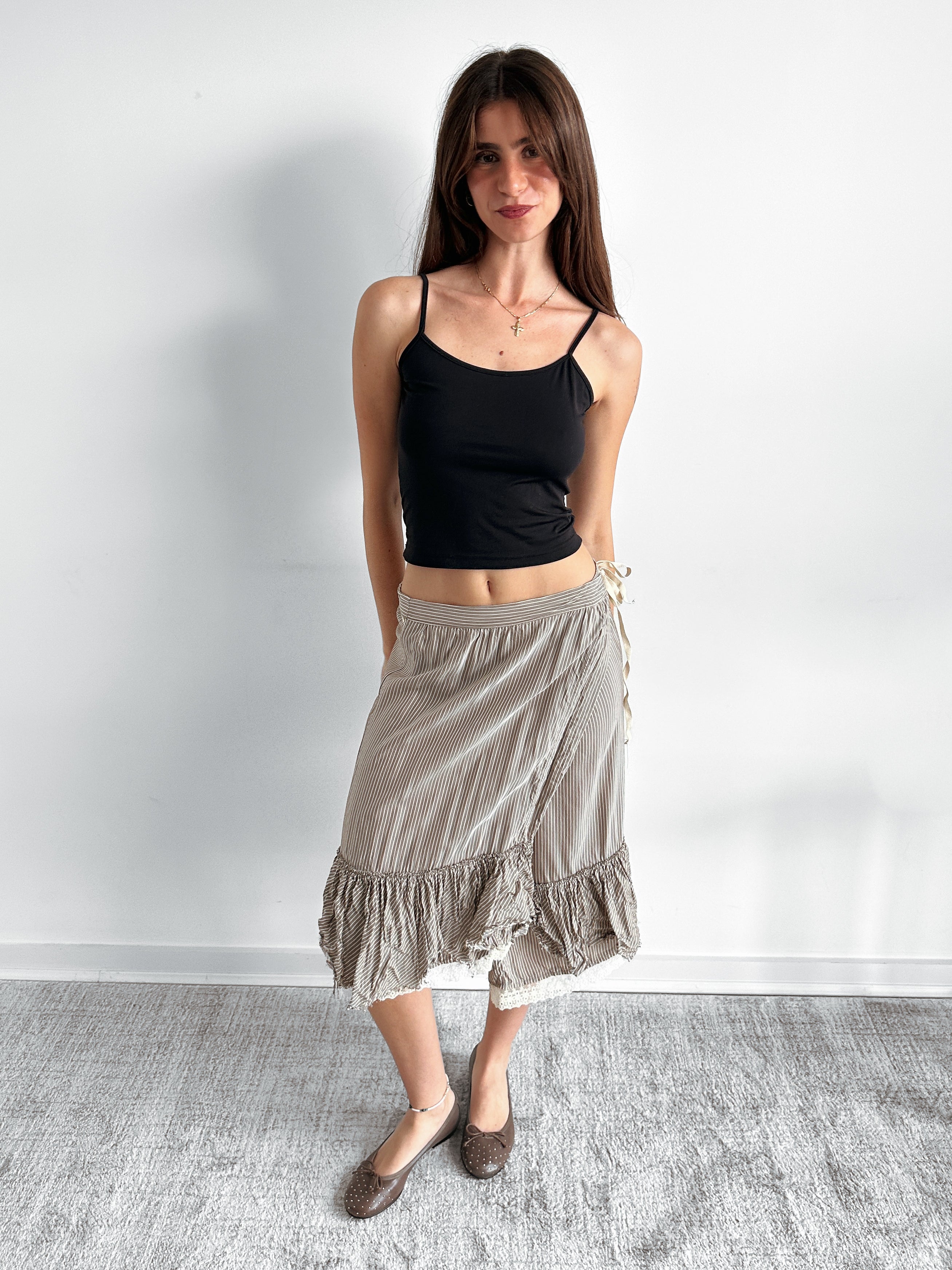 stripe wrap skirt / size s