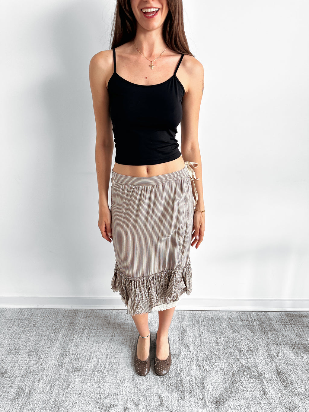 stripe wrap skirt / size s