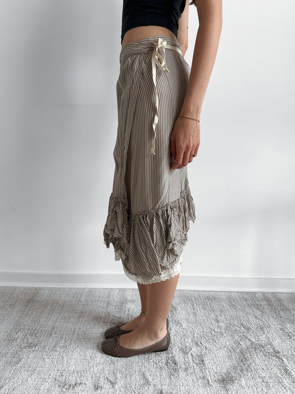 stripe wrap skirt / size s