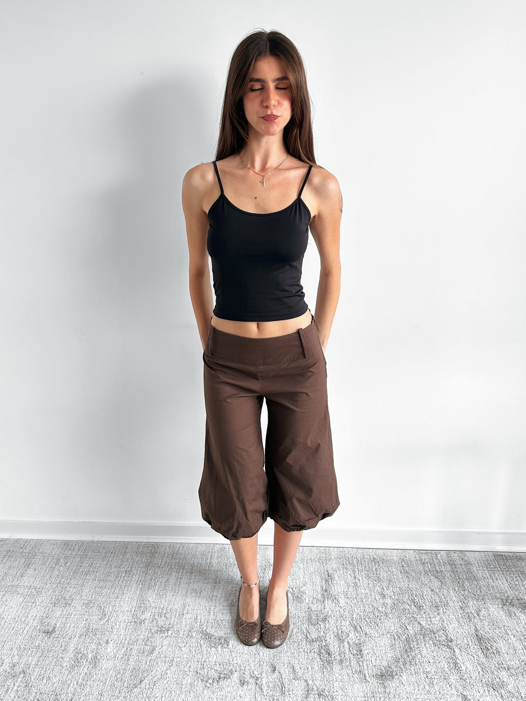 brown balloon capris / size xs