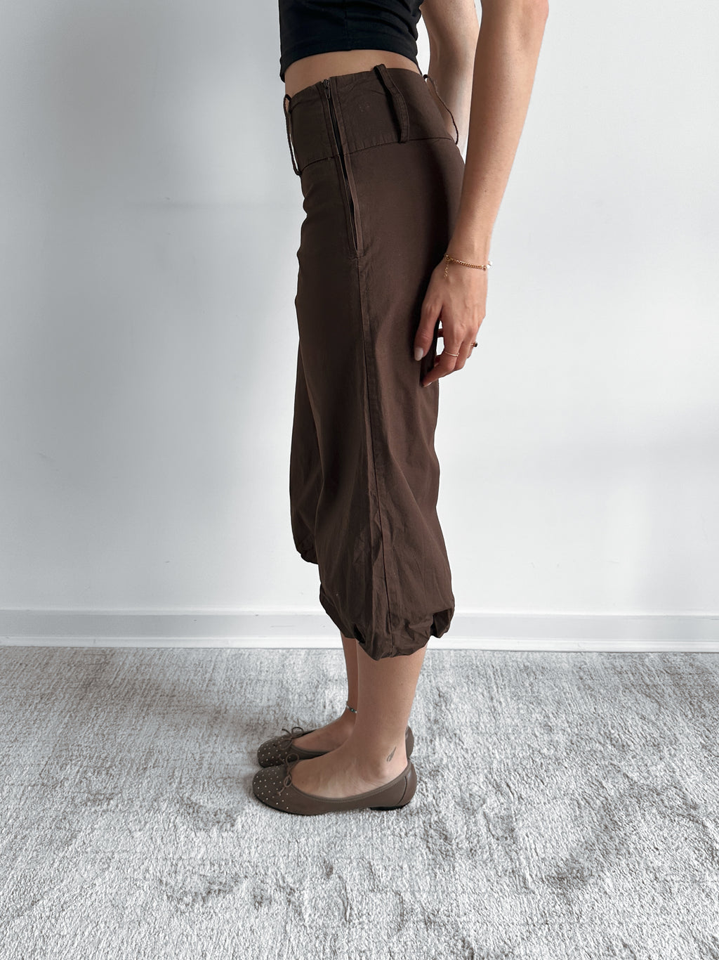 brown balloon capris / size xs