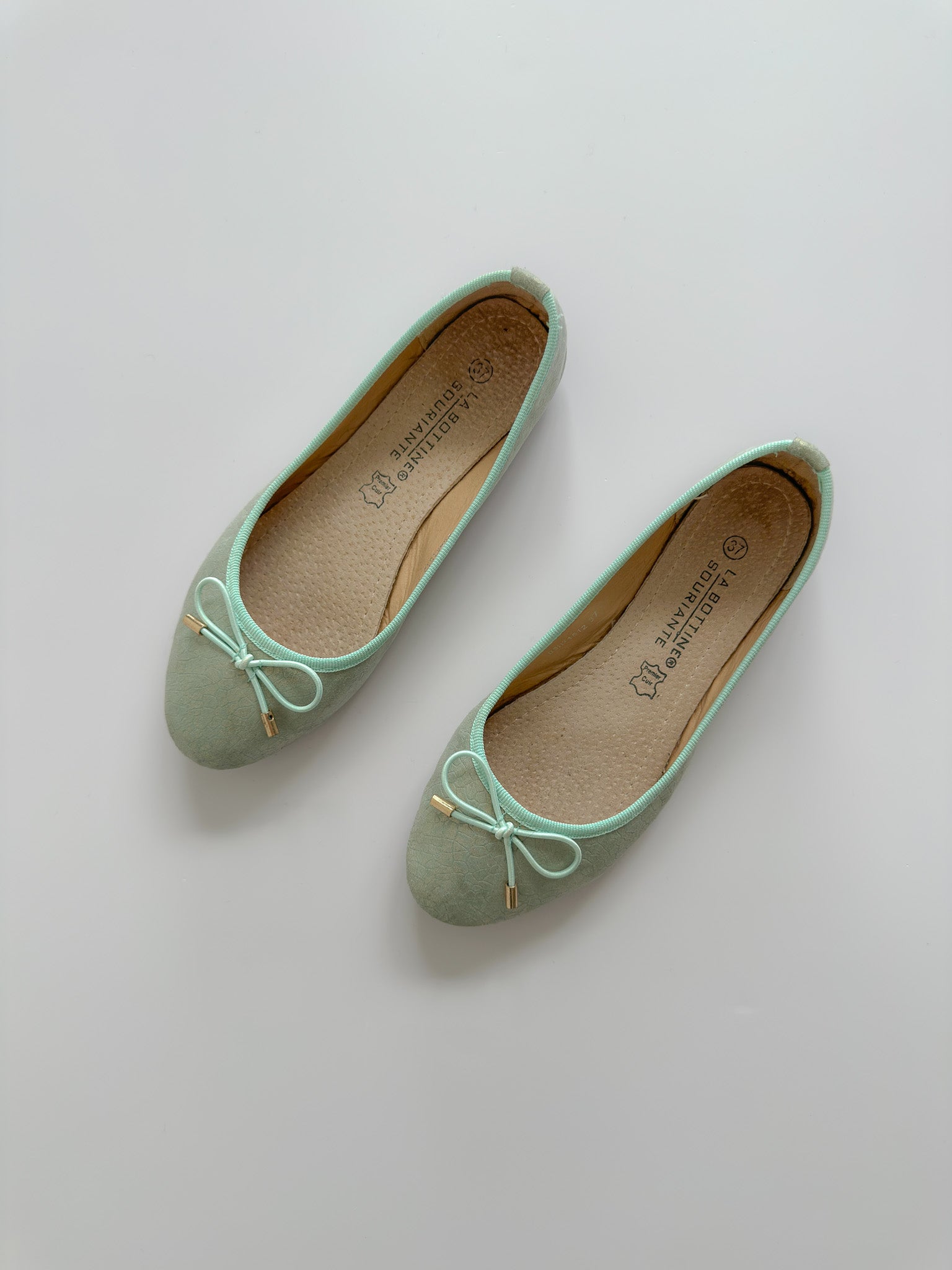 aqua leather ballet flats / uk 4, eu 37