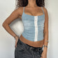 Denim Hook Eye Top · Size XS