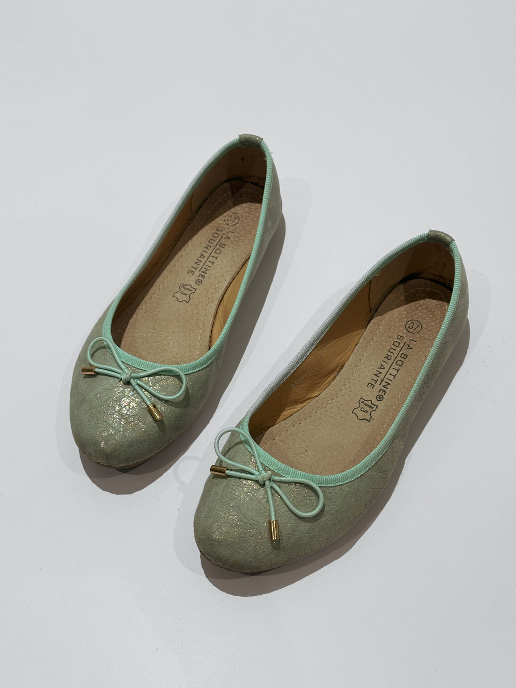 aqua leather ballet flats / uk 4, eu 37