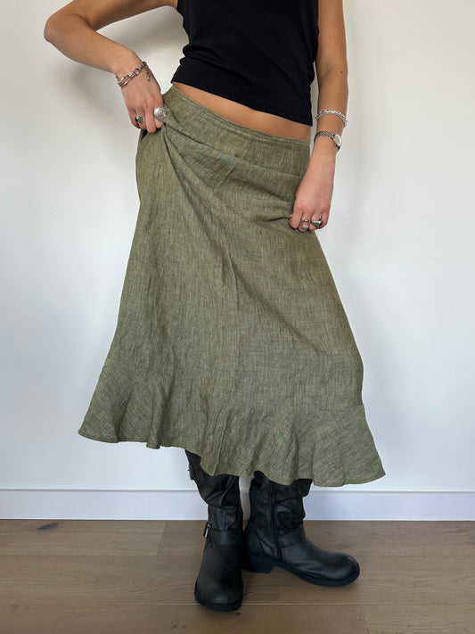 Khaki Linen Skirt · Size M/L