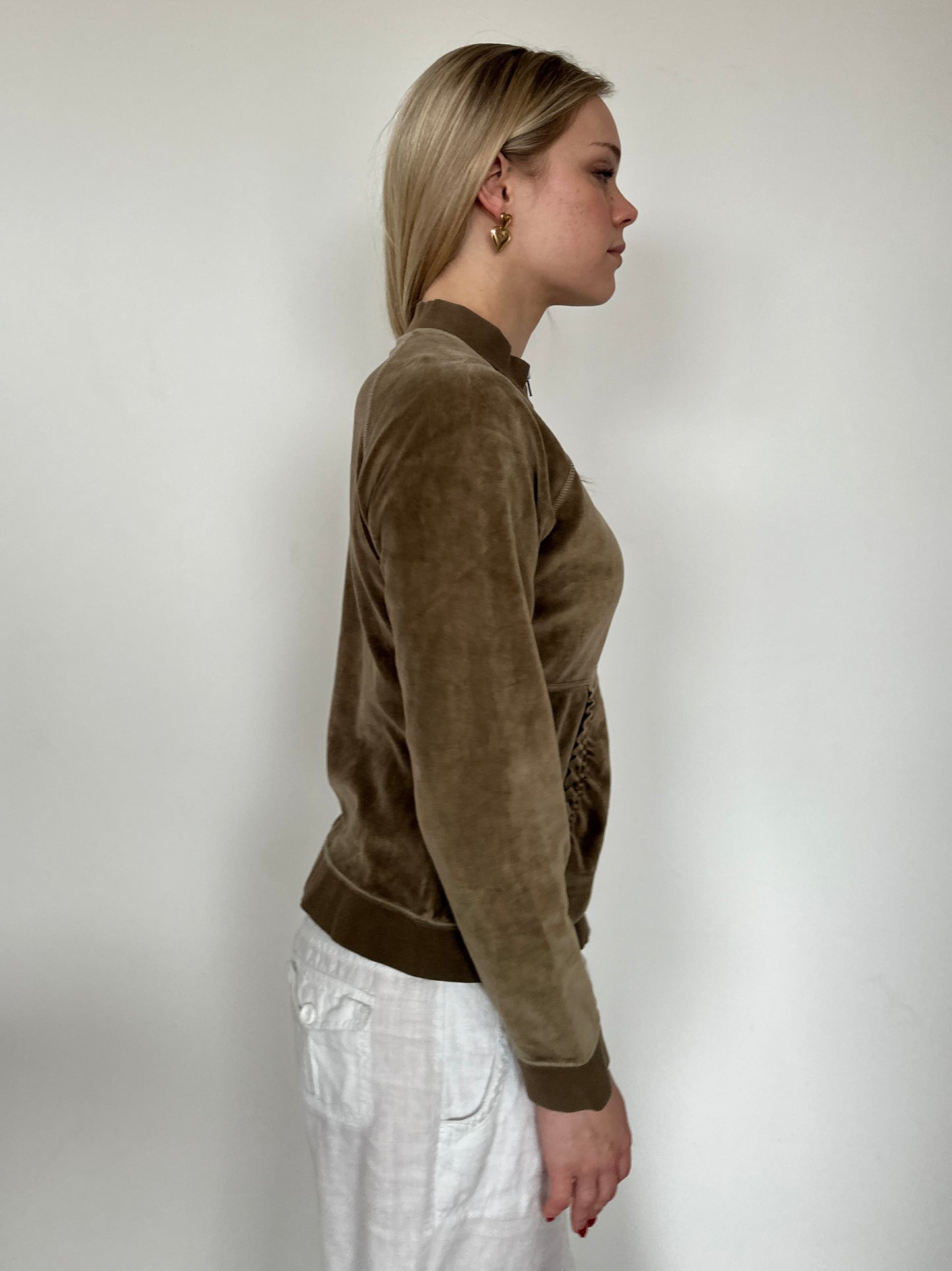 Gathered Velour Zip Up ⋆ Size S