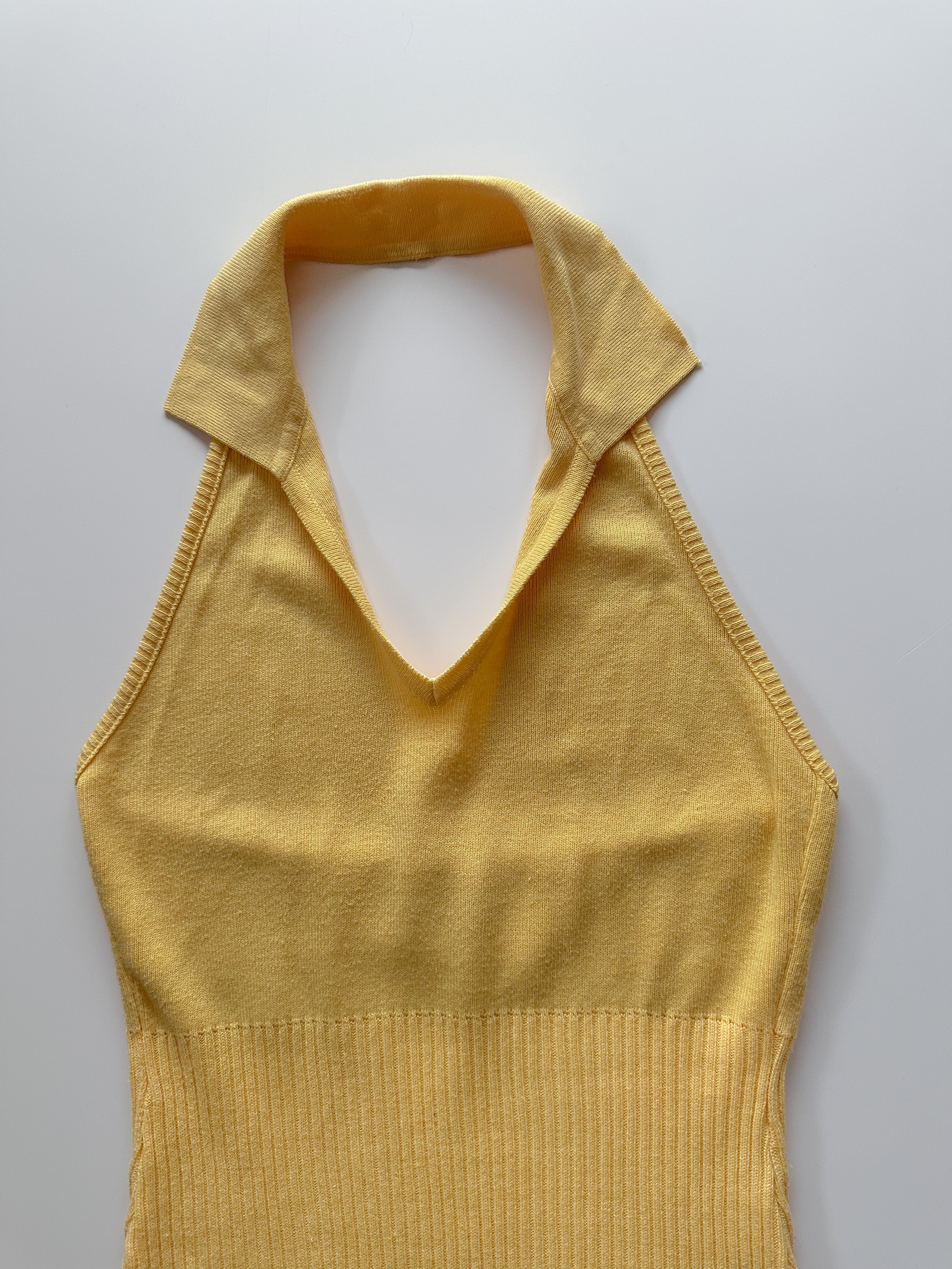yellow knit halter top / size small