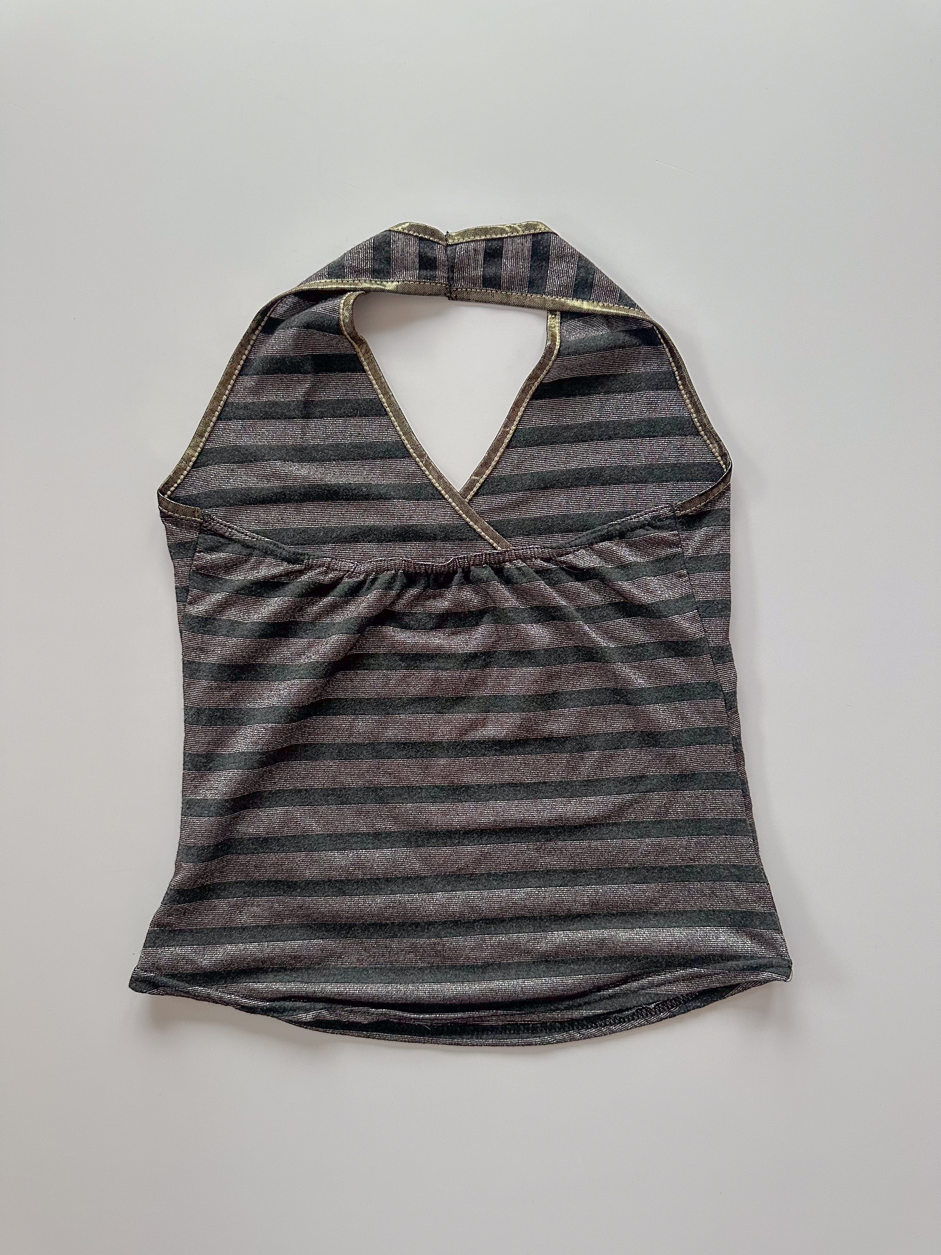 stripe halter neck top top / size small