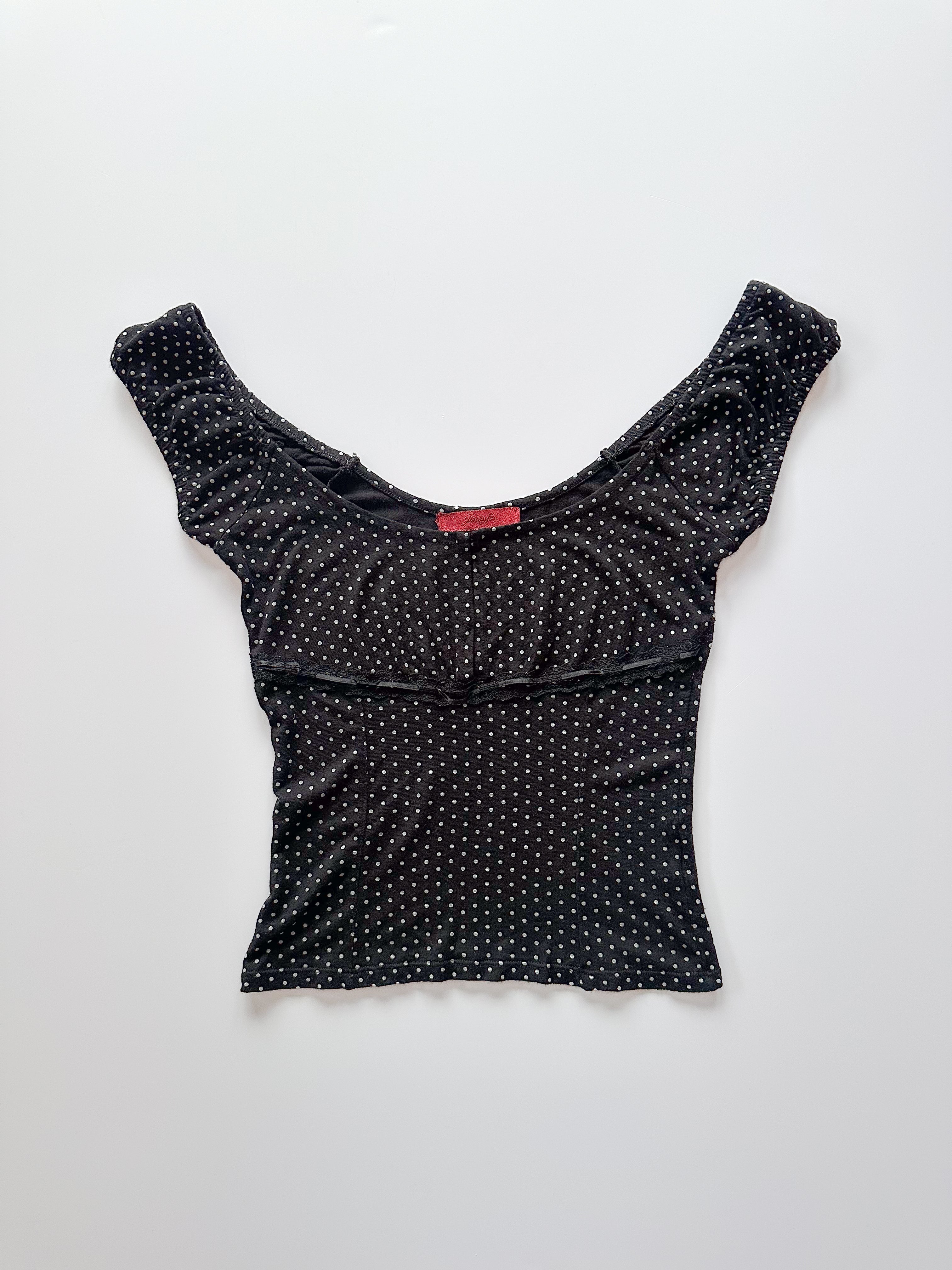 polka dot milkmaid top / size small-medium