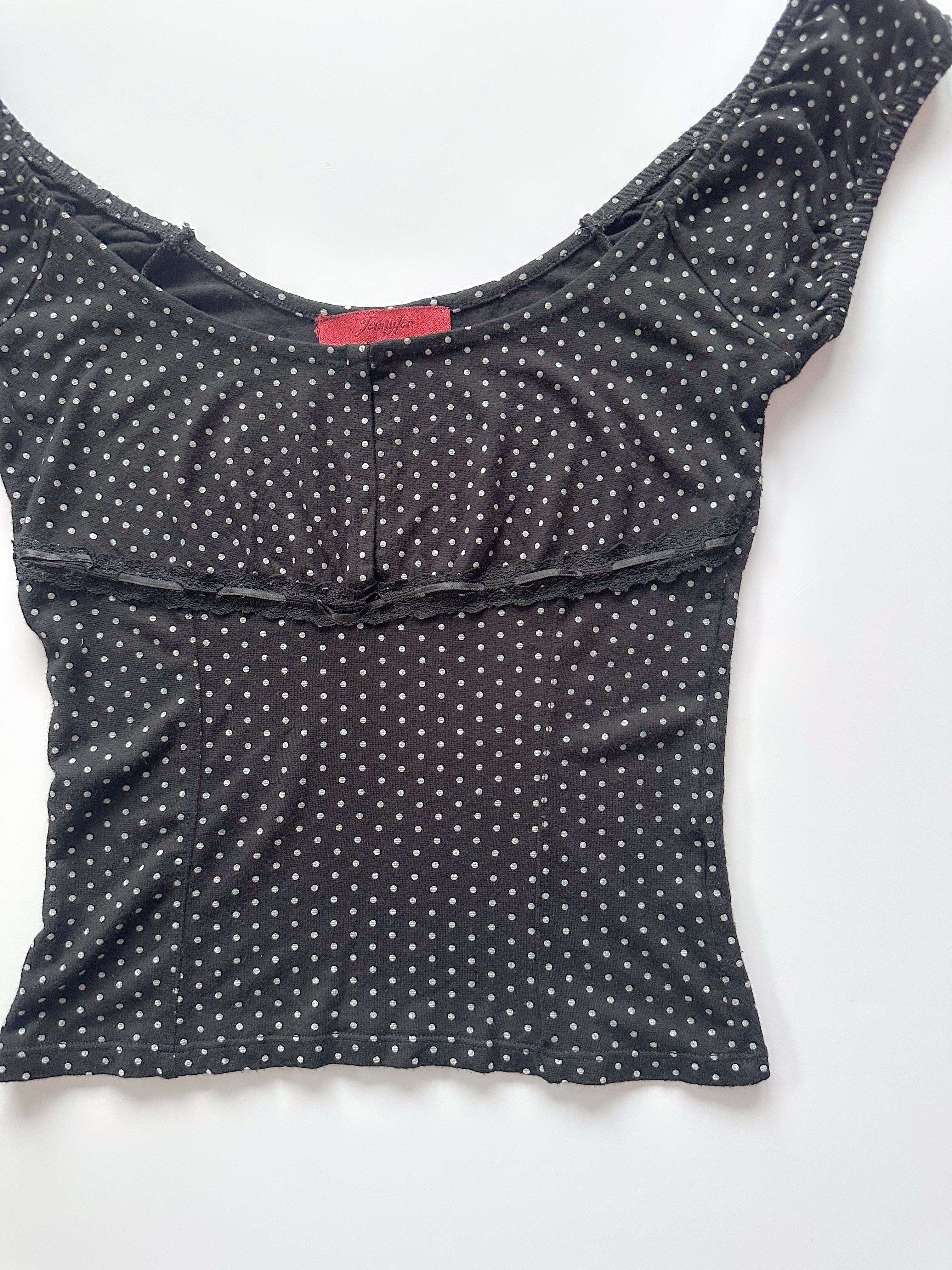 polka dot milkmaid top / size small-medium