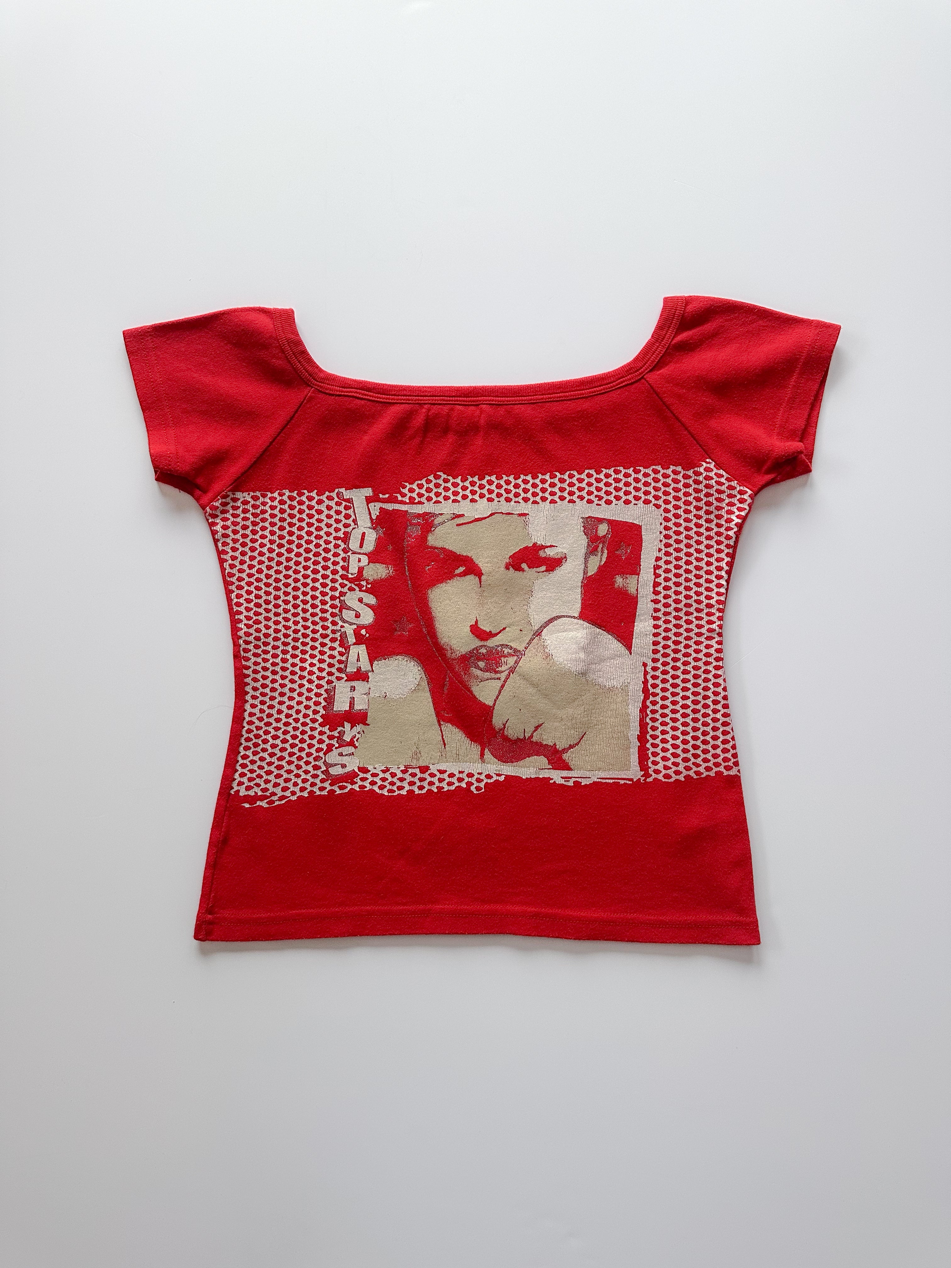 graphic off shoulder tee / size small