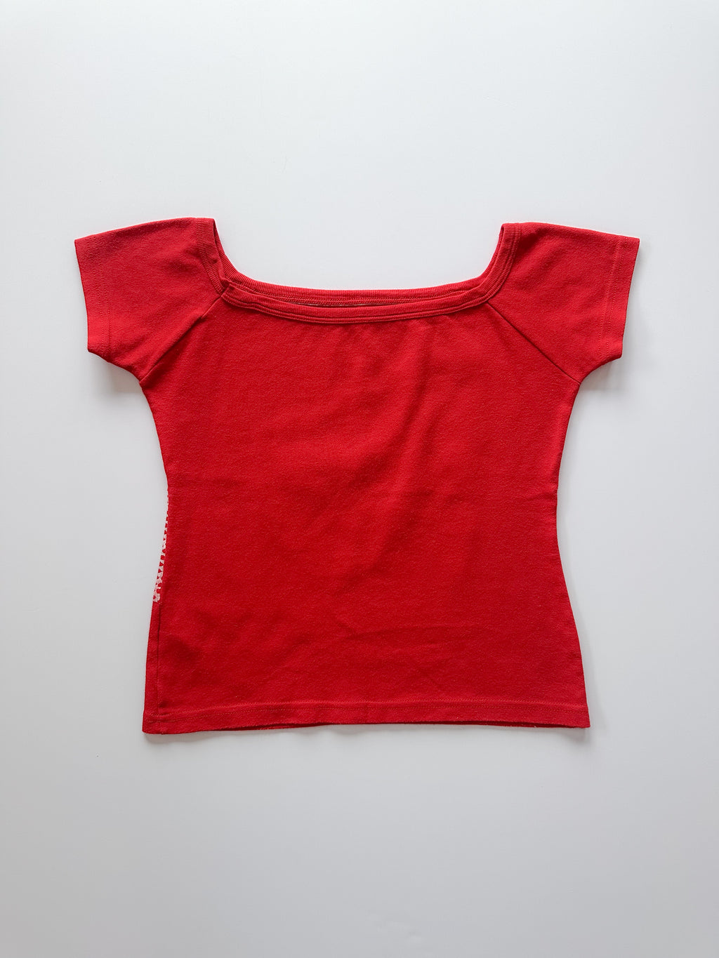 graphic off shoulder tee / size small