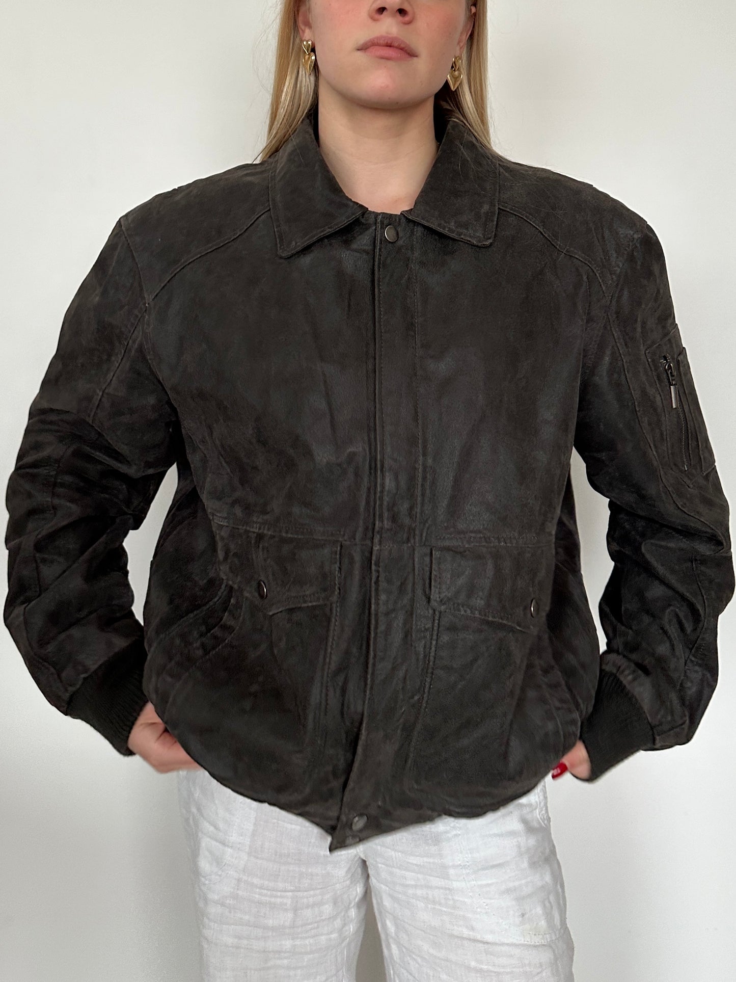 Leather Bomber Jacket ⋆ Size L/XL