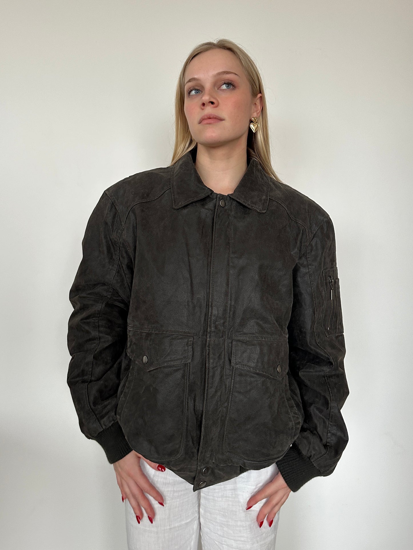 Leather Bomber Jacket ⋆ Size L/XL