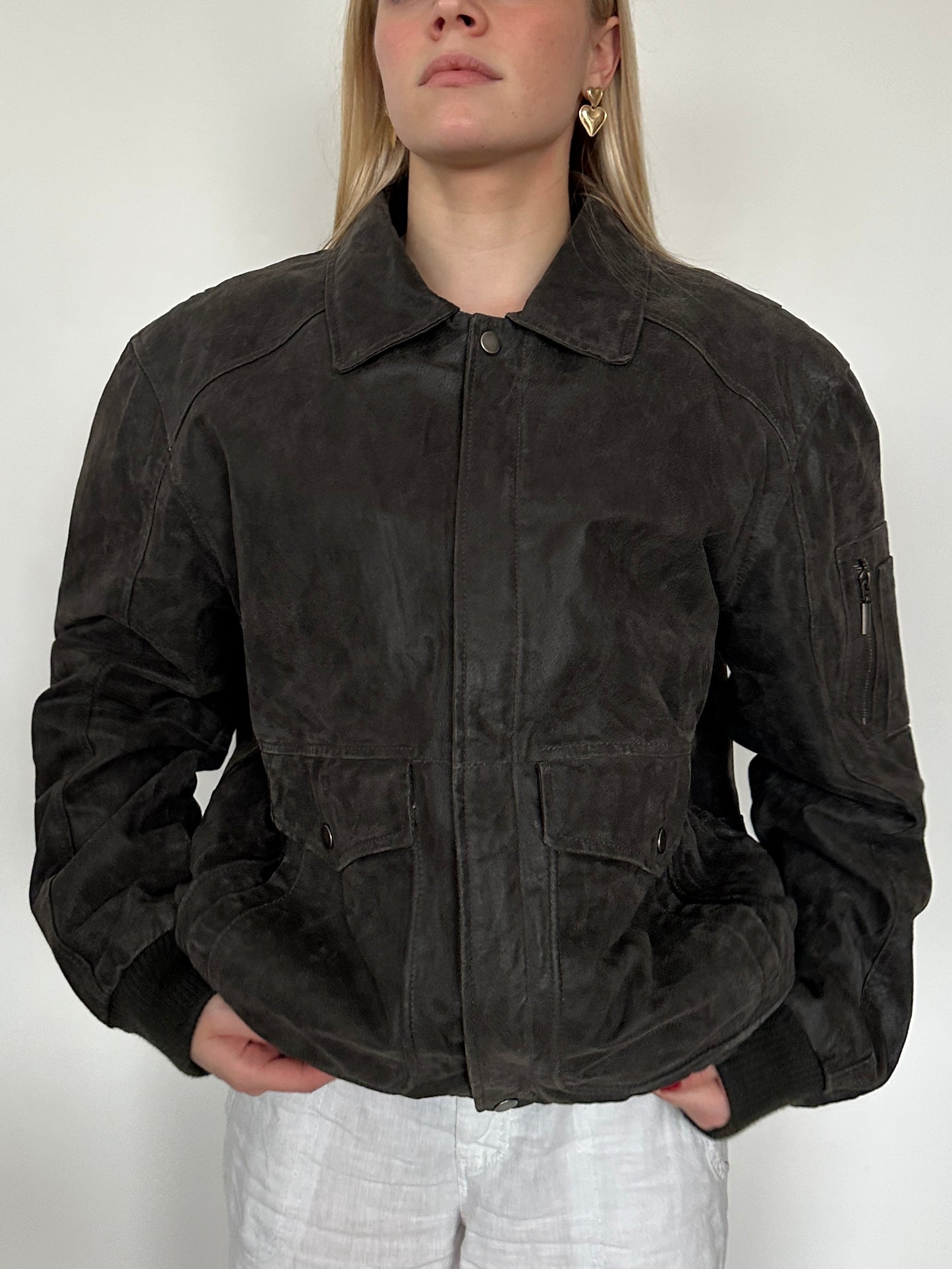 Leather Bomber Jacket ⋆ Size L/XL