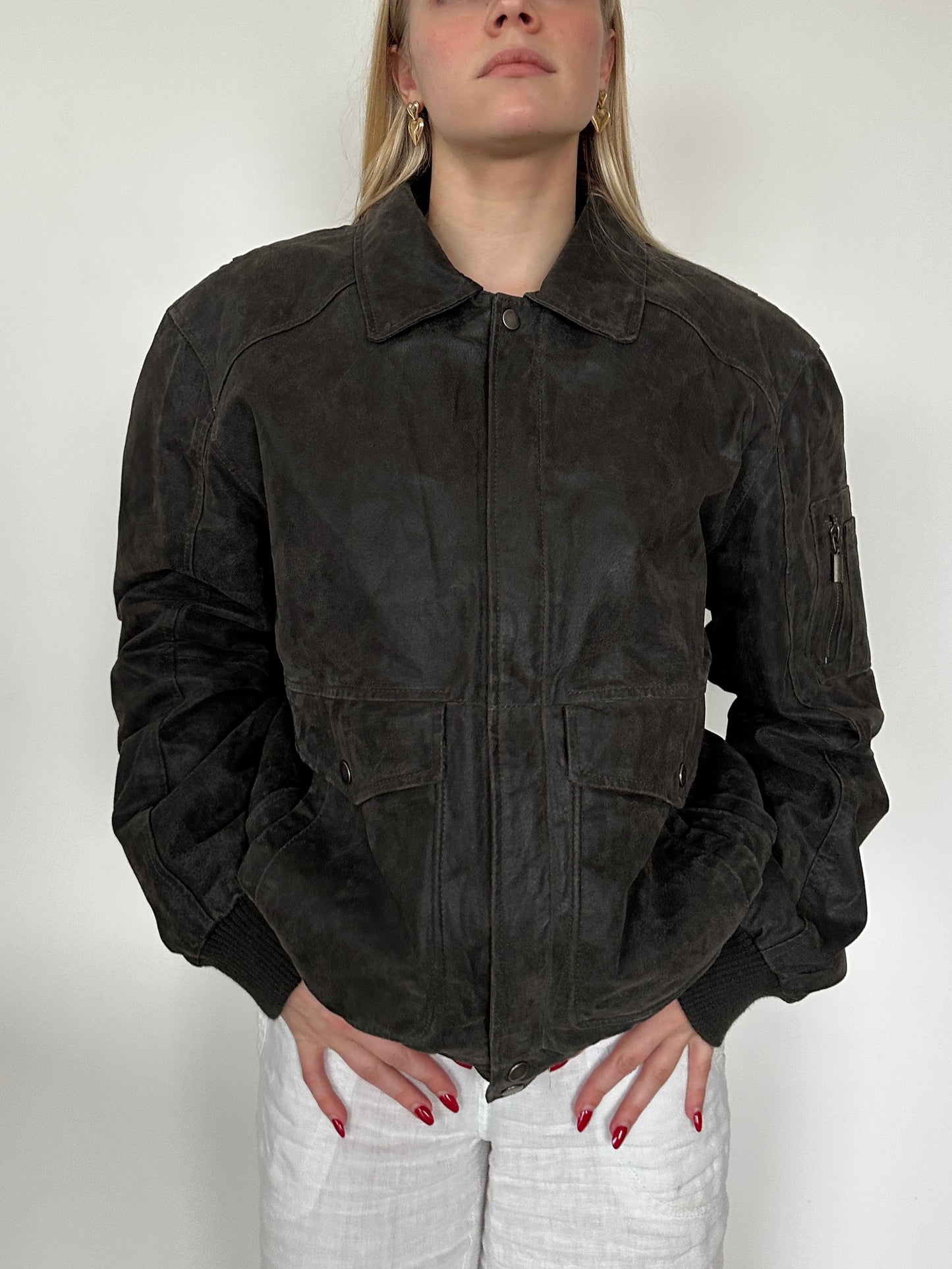 Leather Bomber Jacket ⋆ Size L/XL