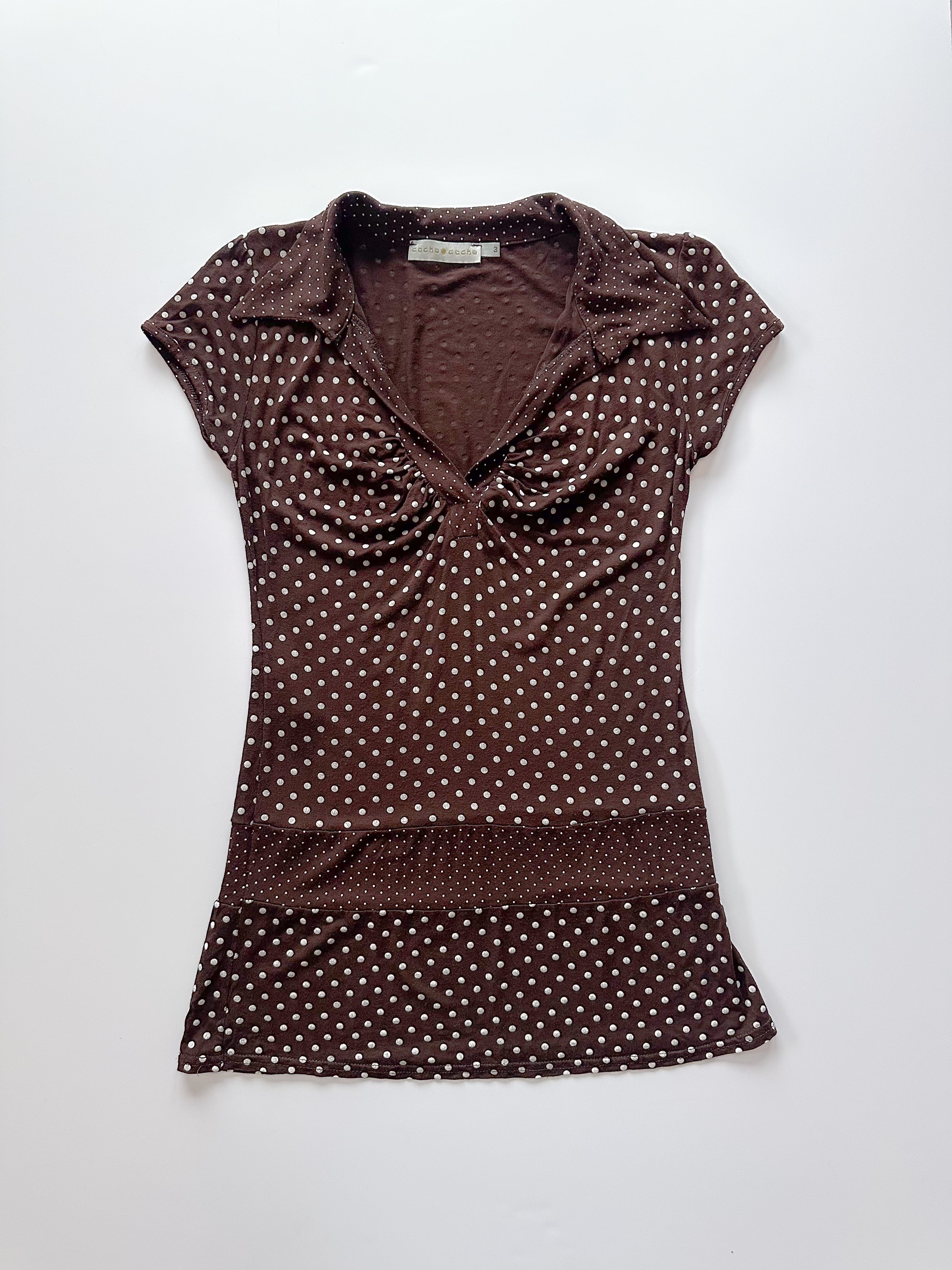 polka dot tunic top / size medium