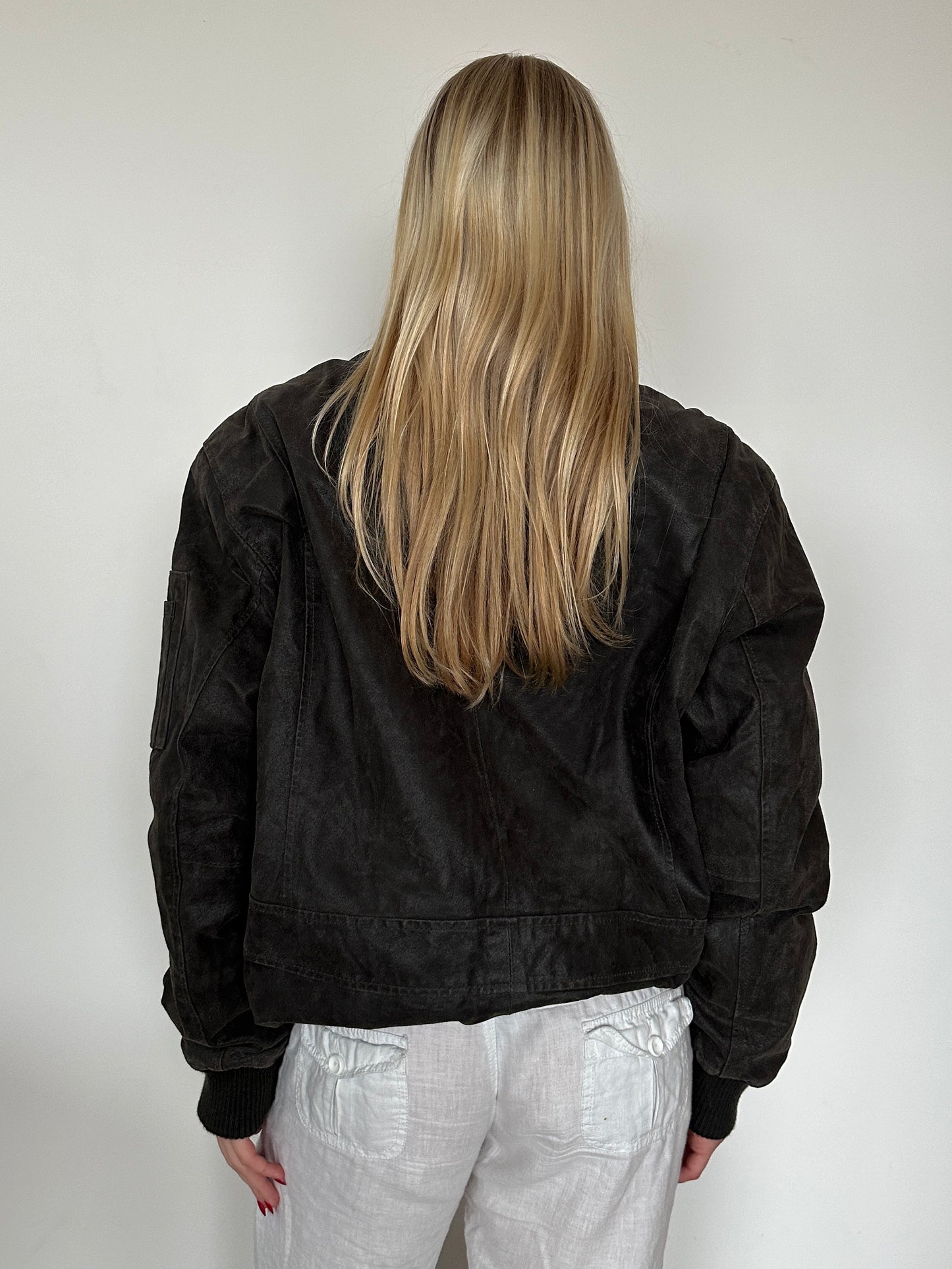 Leather Bomber Jacket ⋆ Size L/XL