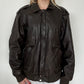 Chocolate Brown Leather Bomber Jacket ⋆ Size L/XL