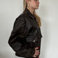 Chocolate Brown Leather Bomber Jacket ⋆ Size L/XL