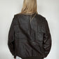 Chocolate Brown Leather Bomber Jacket ⋆ Size L/XL