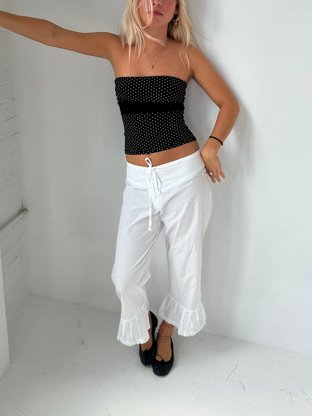 polka dot tube top — size xs/s