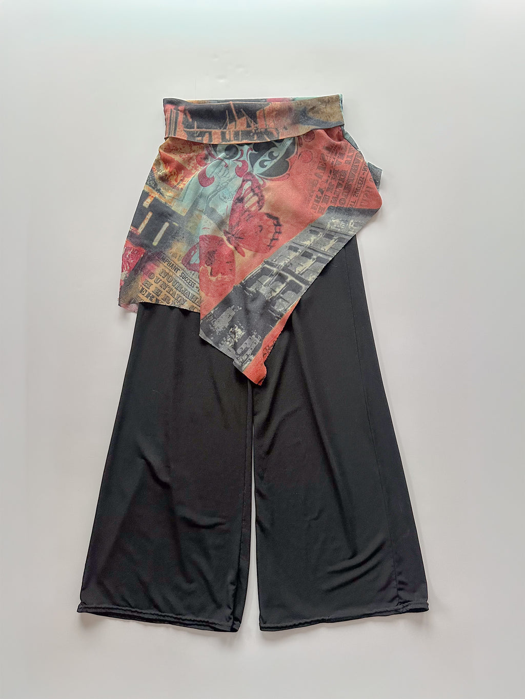 wide leg pants with layered skirt / size small-medium