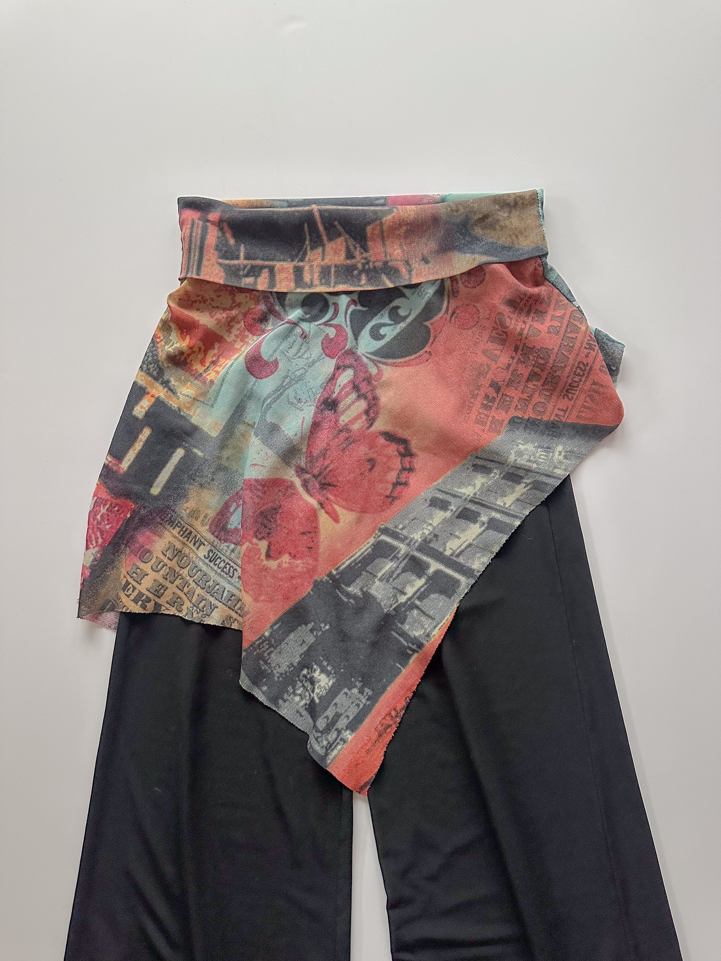 wide leg pants with layered skirt / size small-medium