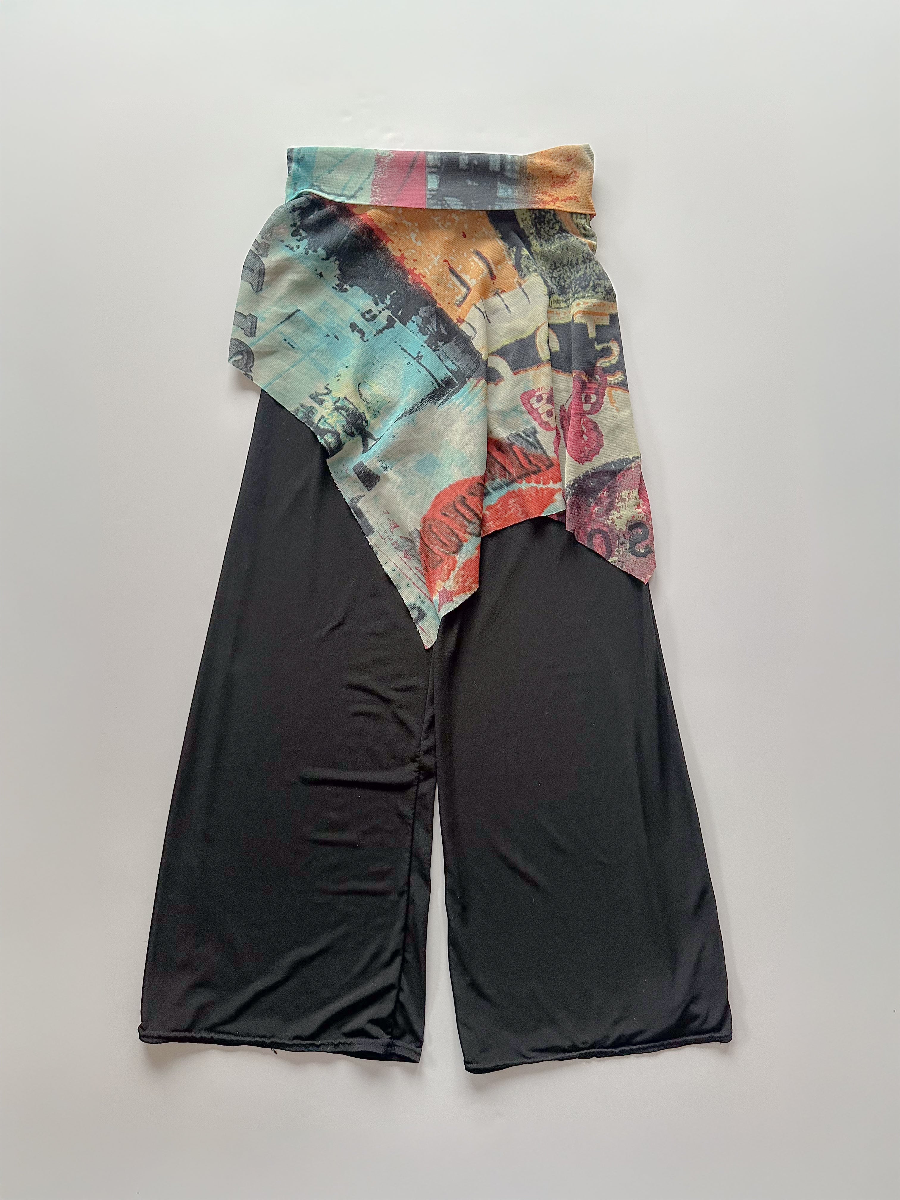 wide leg pants with layered skirt / size small-medium