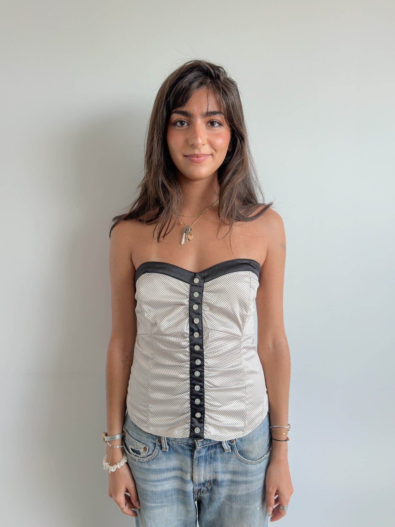 polka dot corset top / size m-l