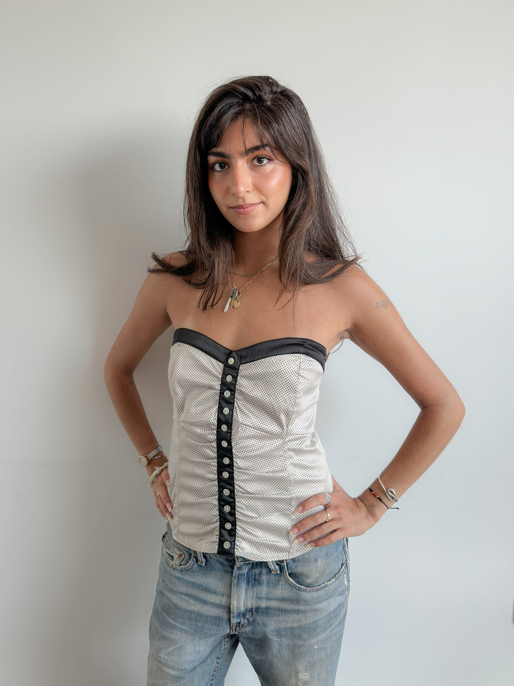 polka dot corset top / size m-l