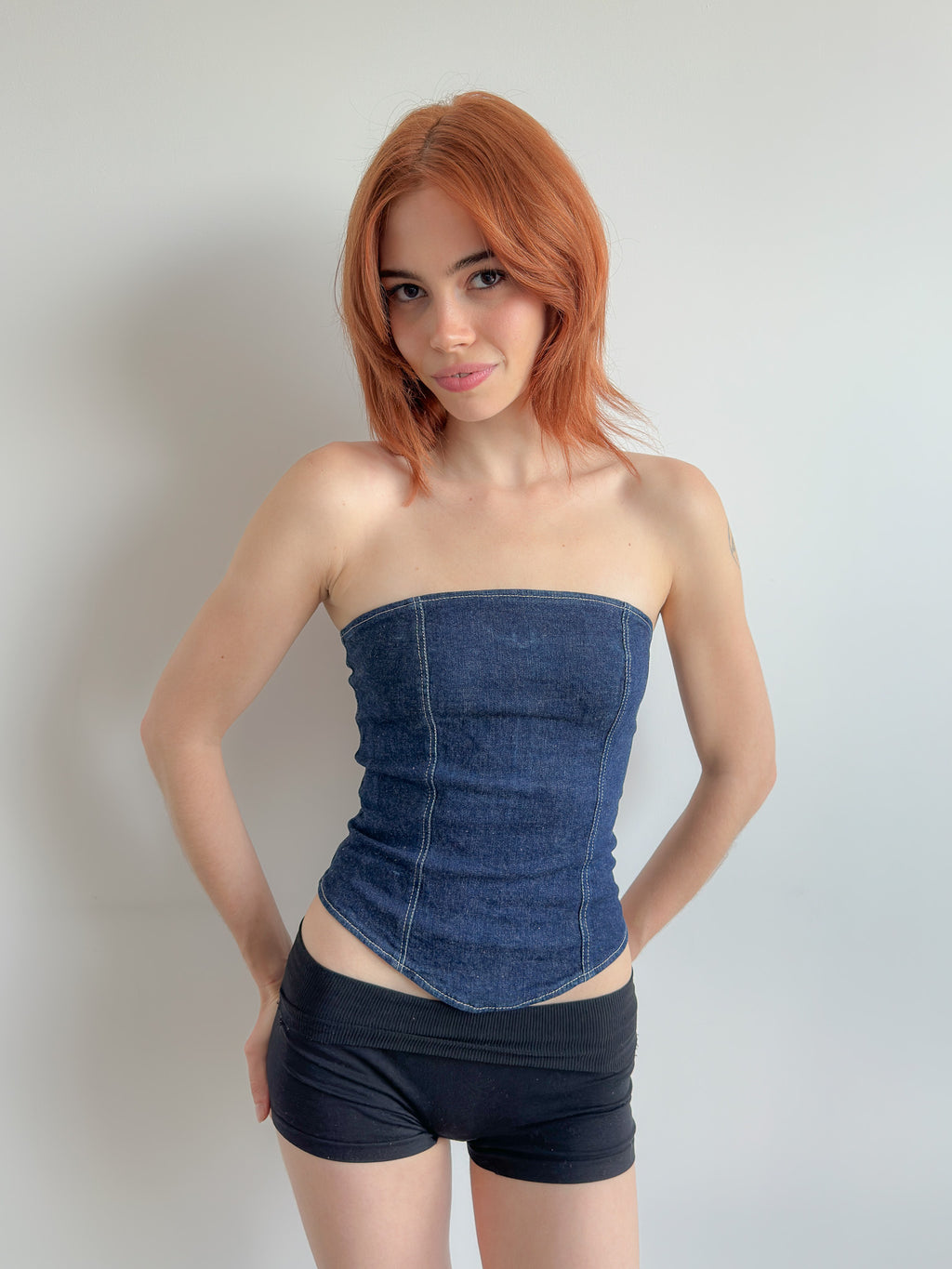 denim tube top / size xs
