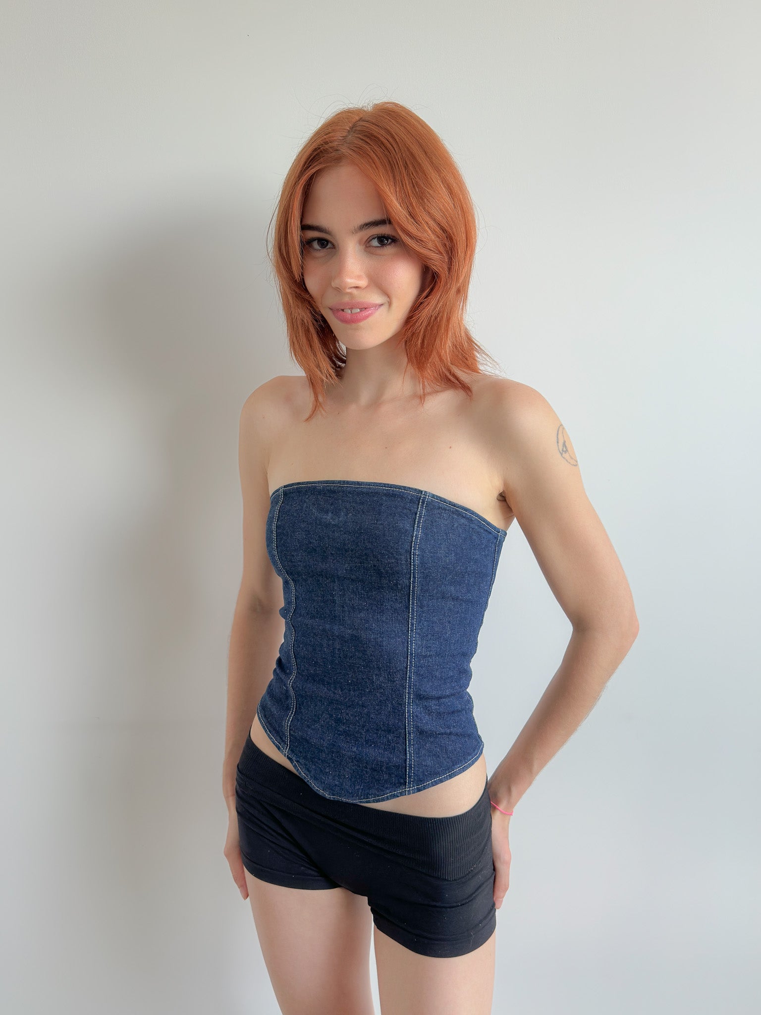 denim tube top / size xs