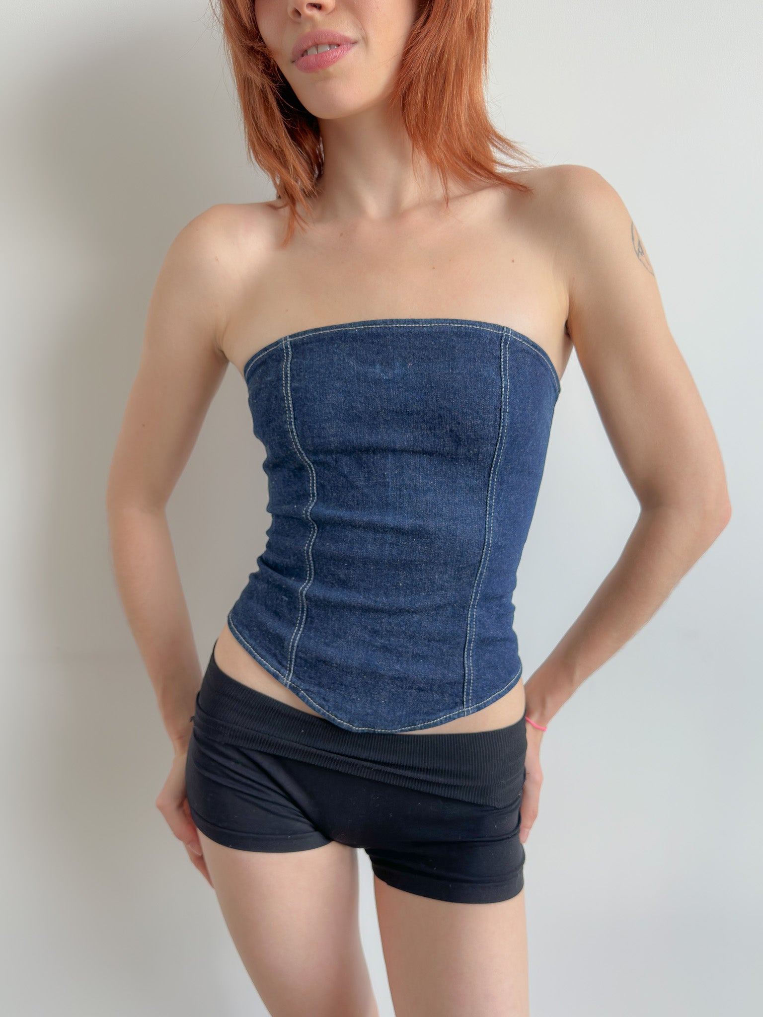 denim tube top / size xs