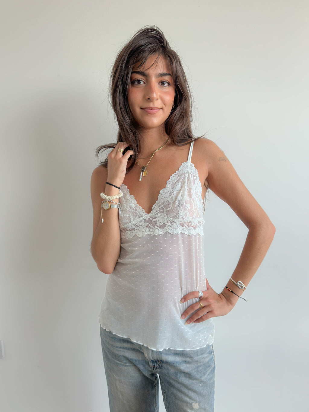 mesh cami top / size s-m