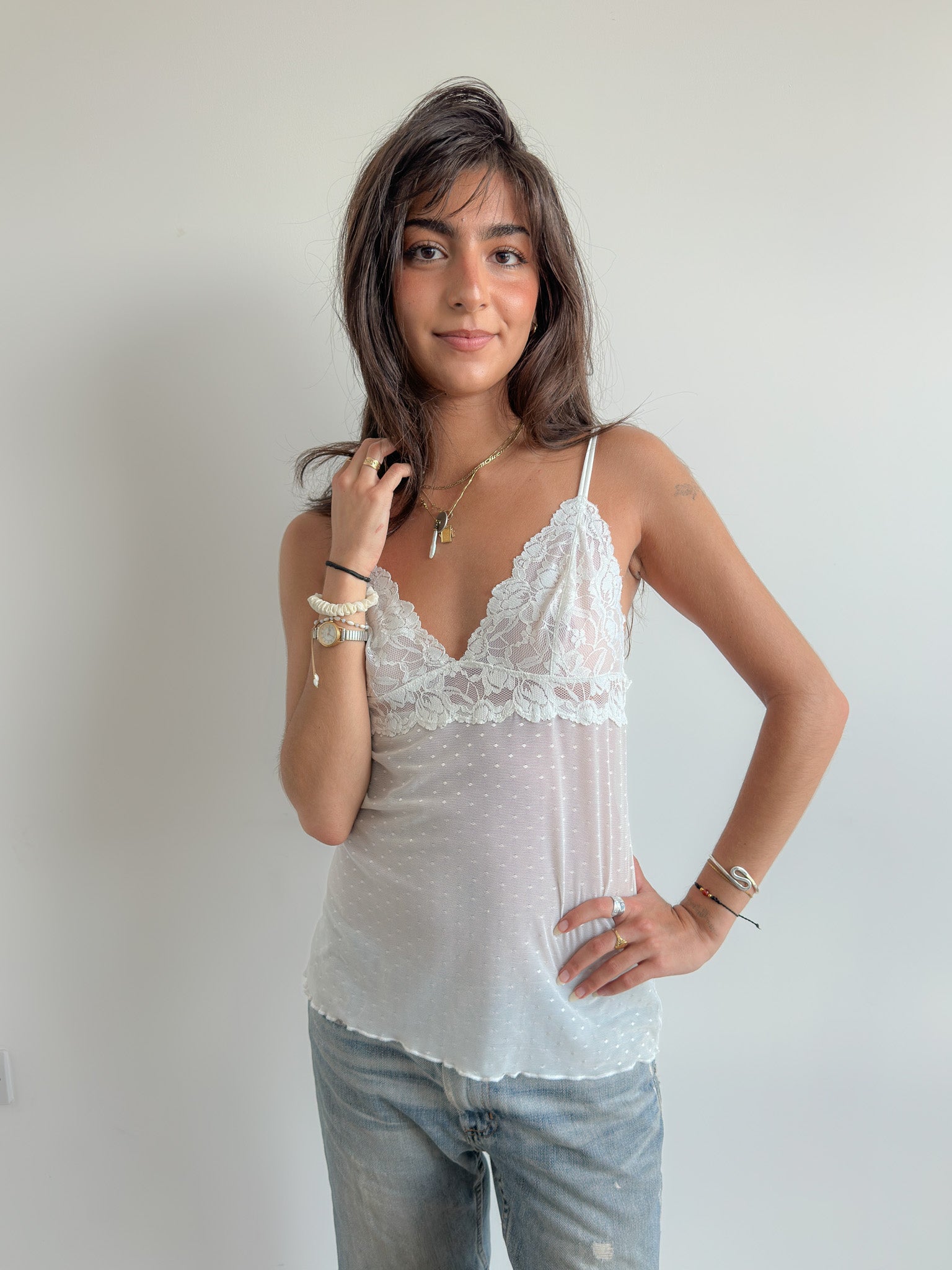 mesh cami top / size s-m