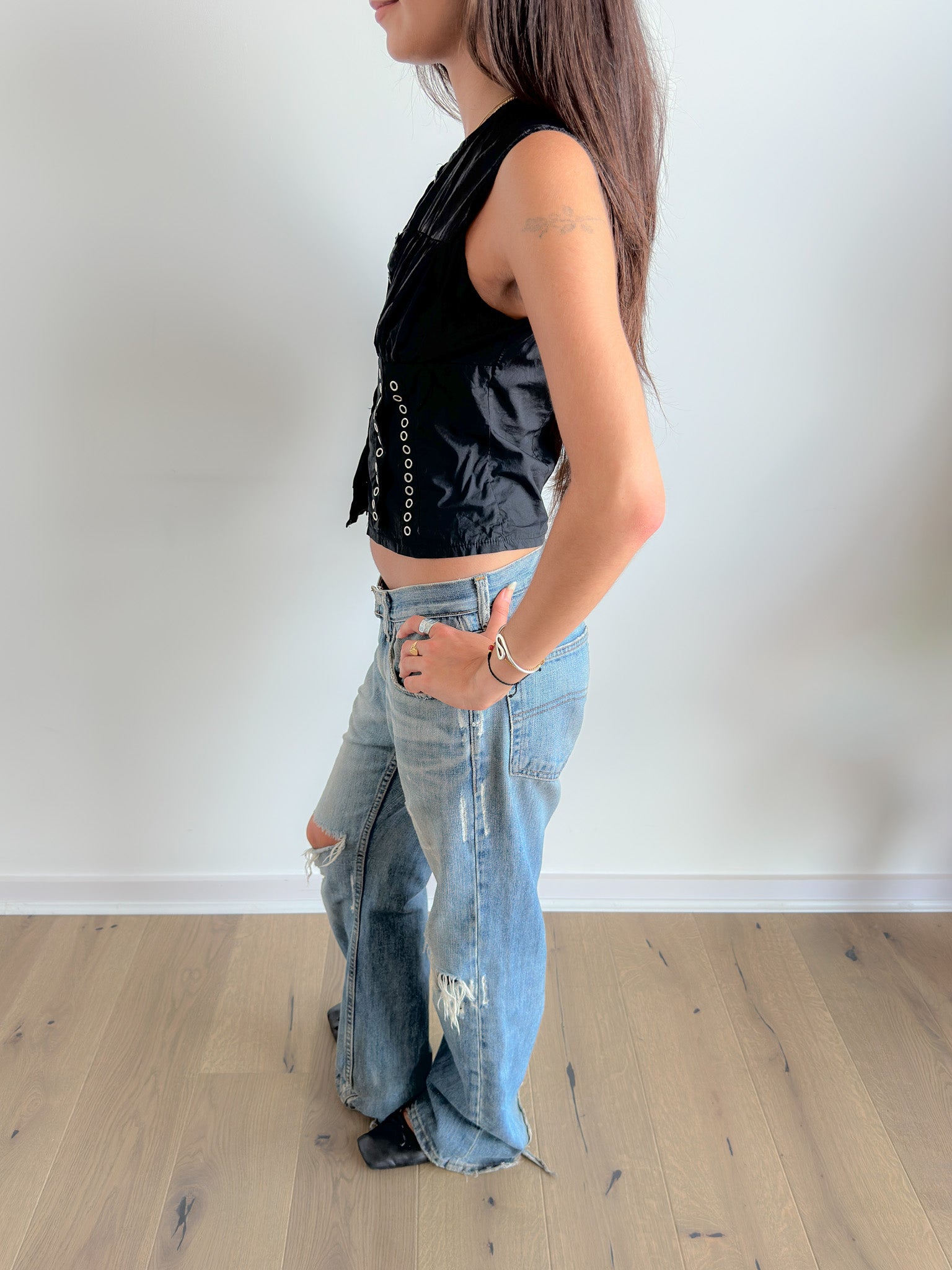 studded button up top / size xs-s