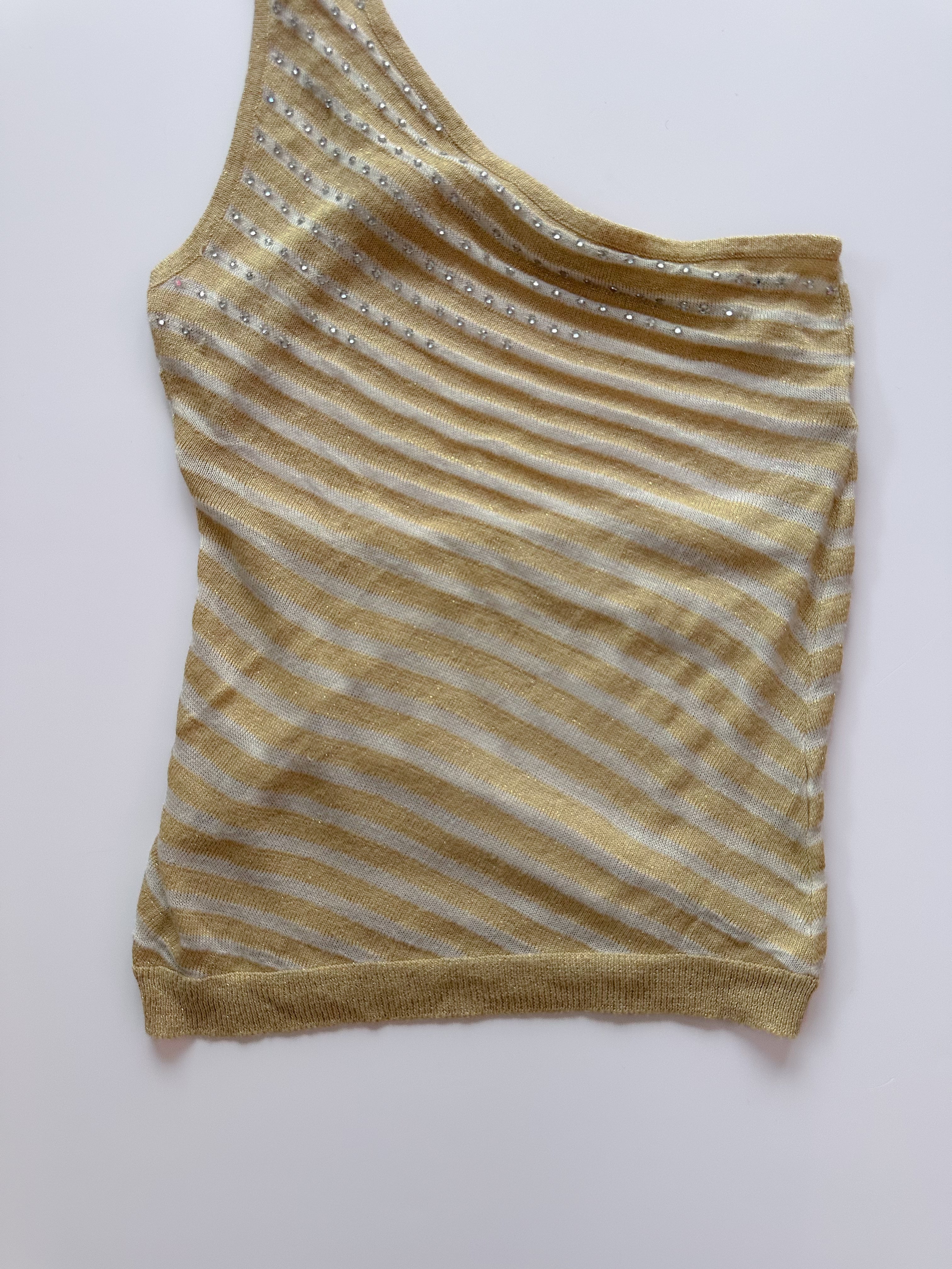 knit stripe asymmetric top / size small