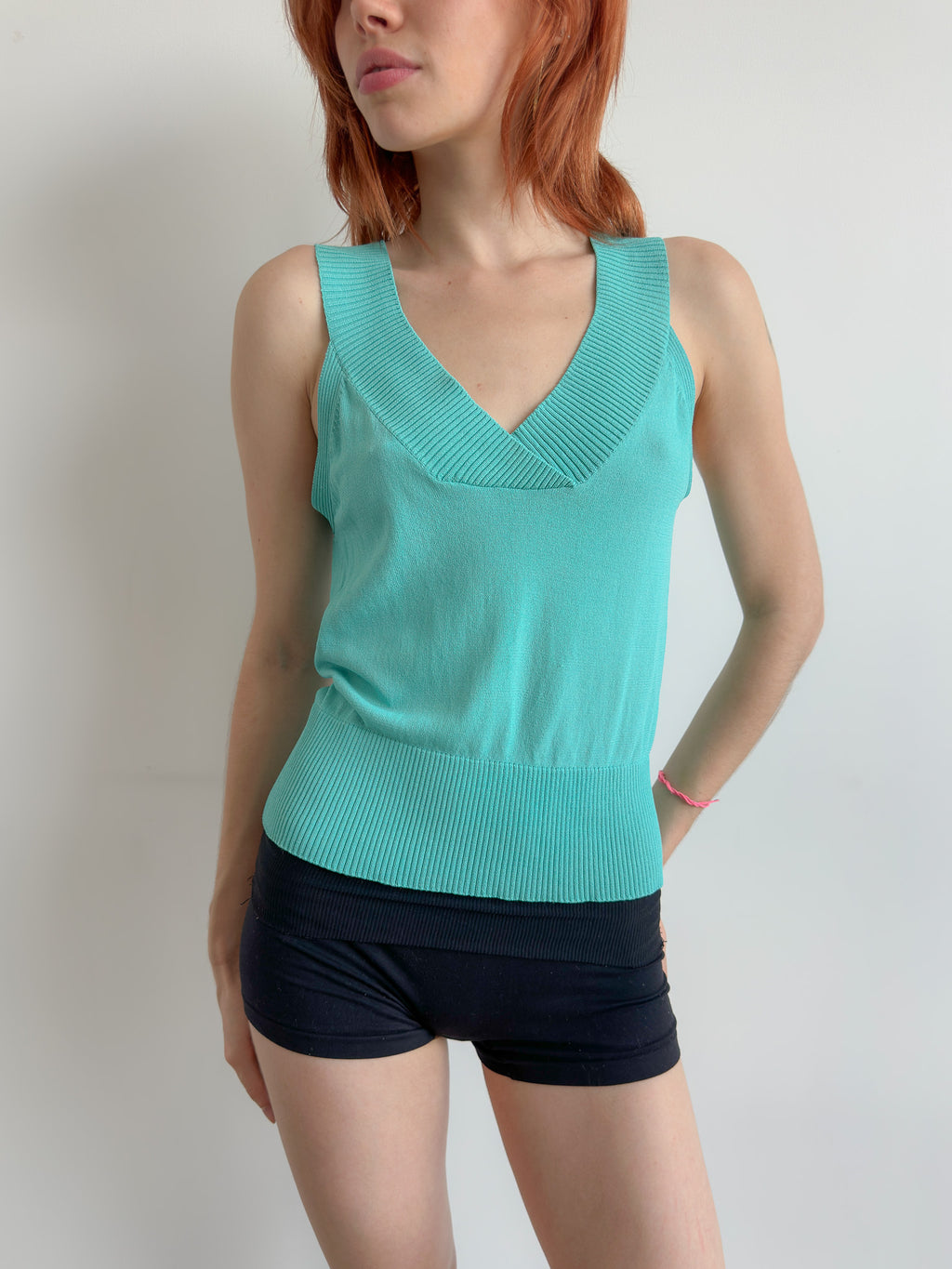 aqua knit vest / size s